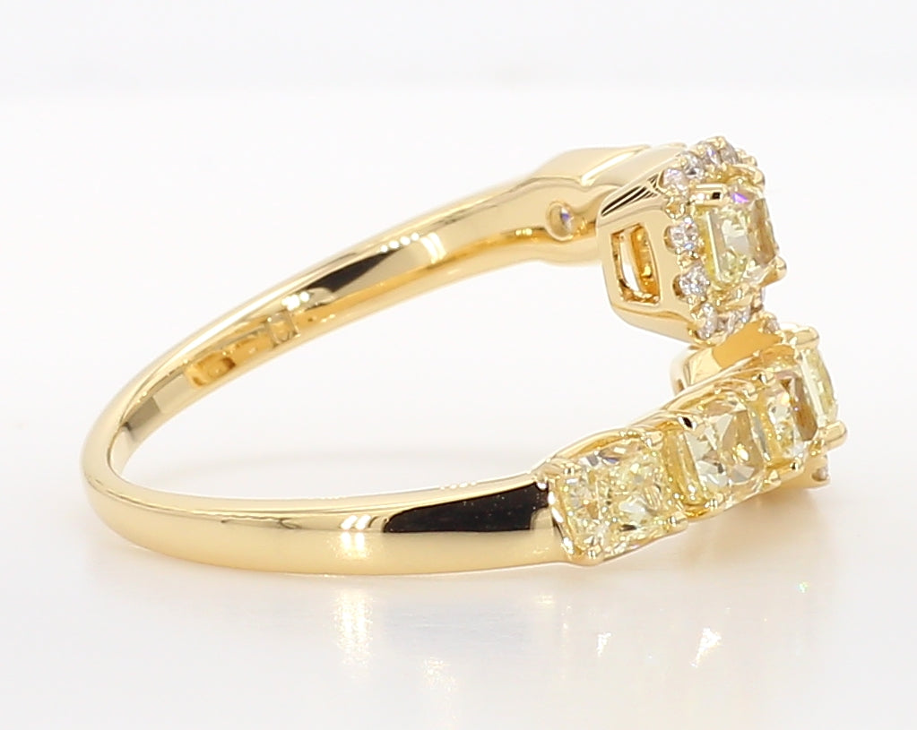 Natural Yellow Cushion Diamond 1.88 Carat TW Gold Ring