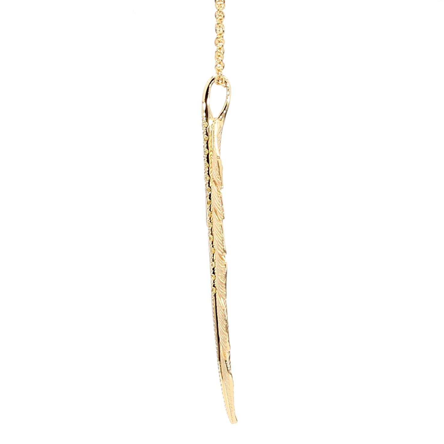 Natural Yellow Round Diamond 0.14 Carat TW Gold Necklace