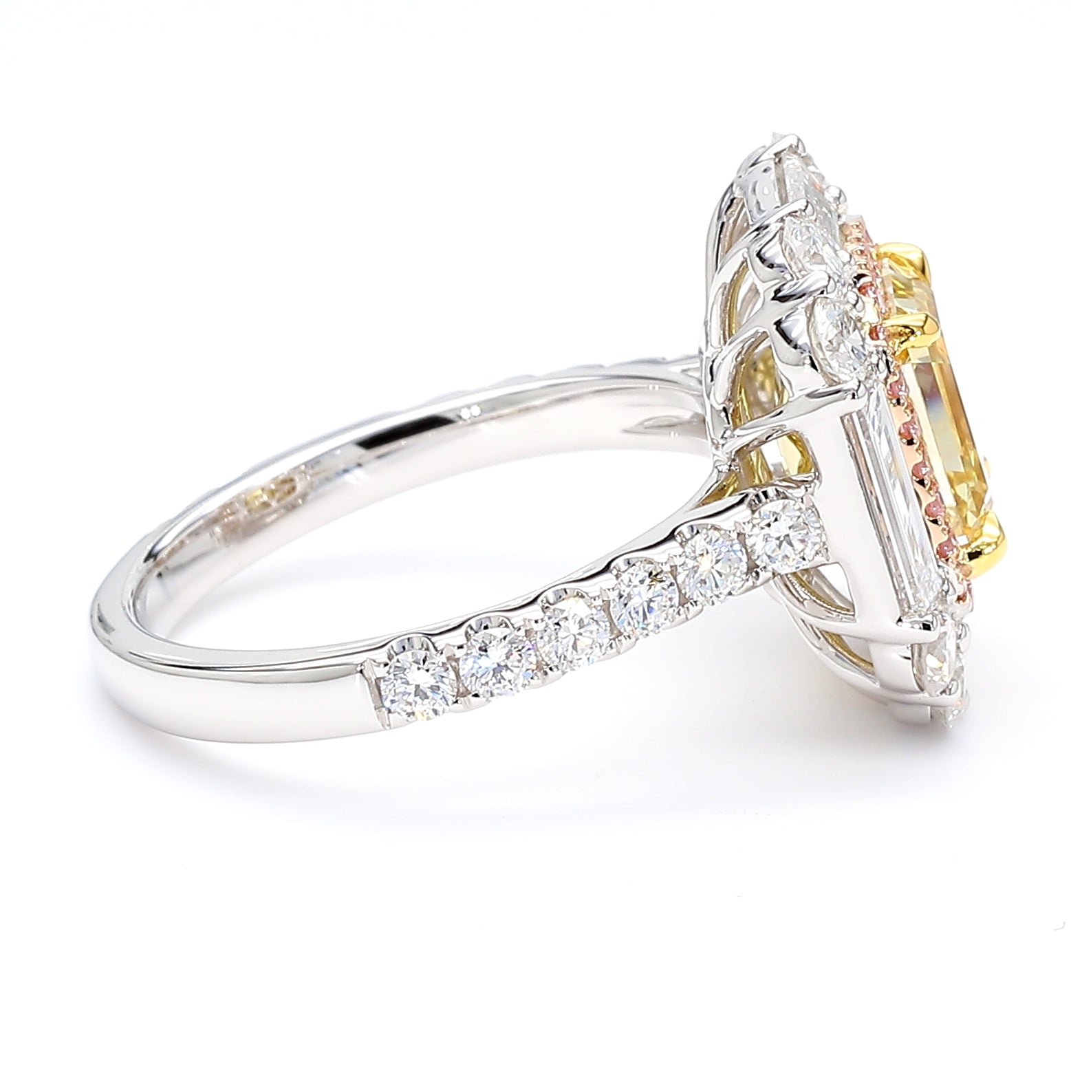 GIA Natural Fancy Brownish Yellow Asscher Diamond 4.48 Carat TW Gold Ring