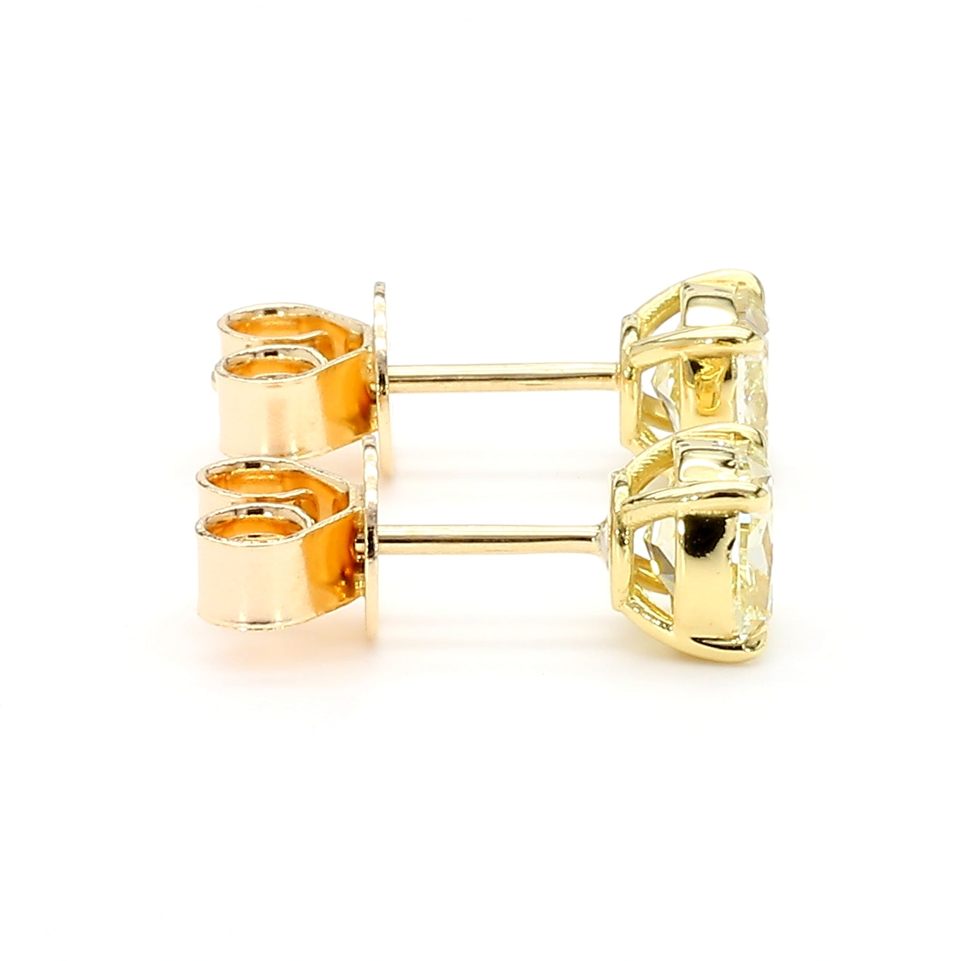 GIA Certified Natural Yellow Cushion Diamond 1.54 Carat TW Gold Earrings
