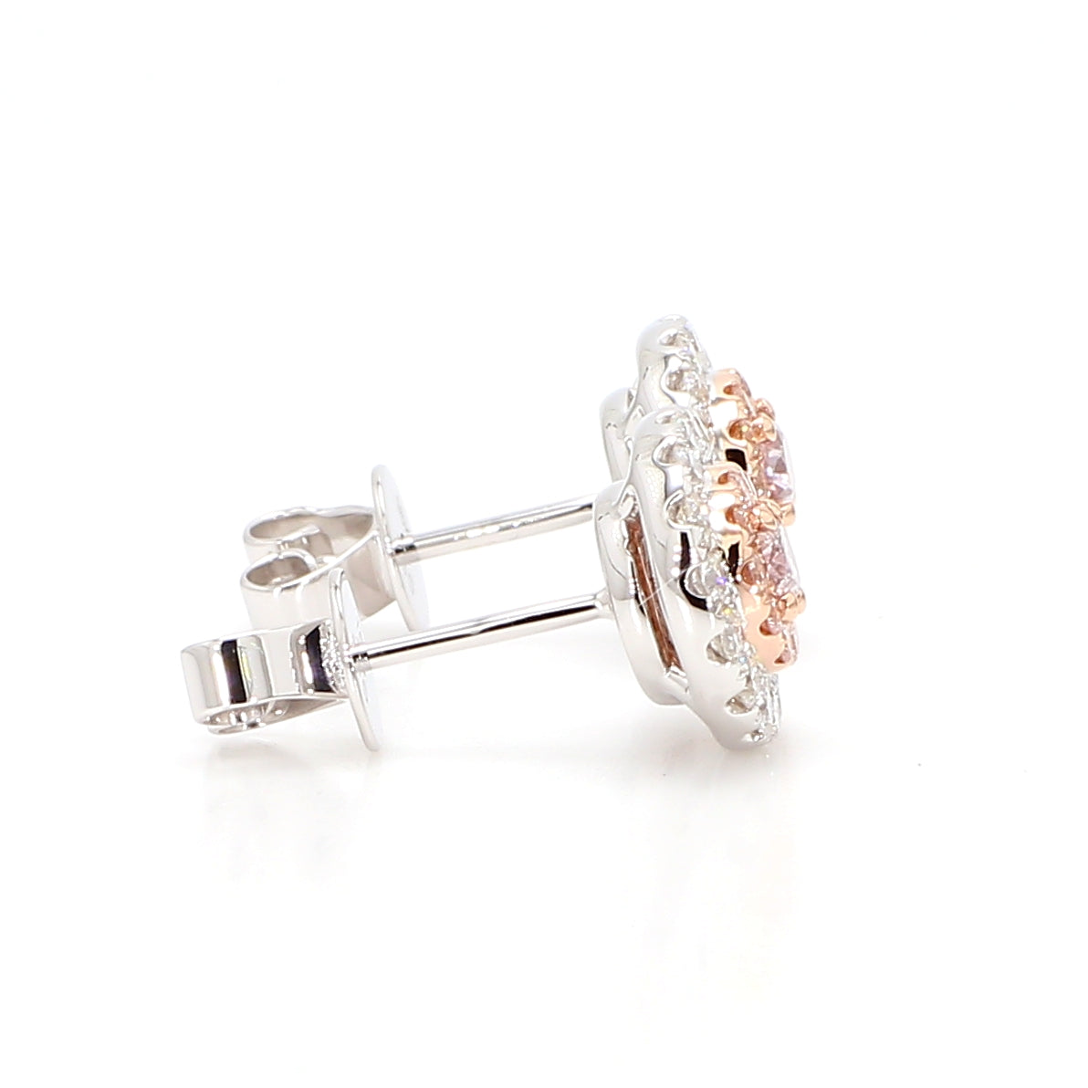 GIA Natural Fancy Purplish Pink Oval Diamond 0.92 Carat TW Gold Earrings