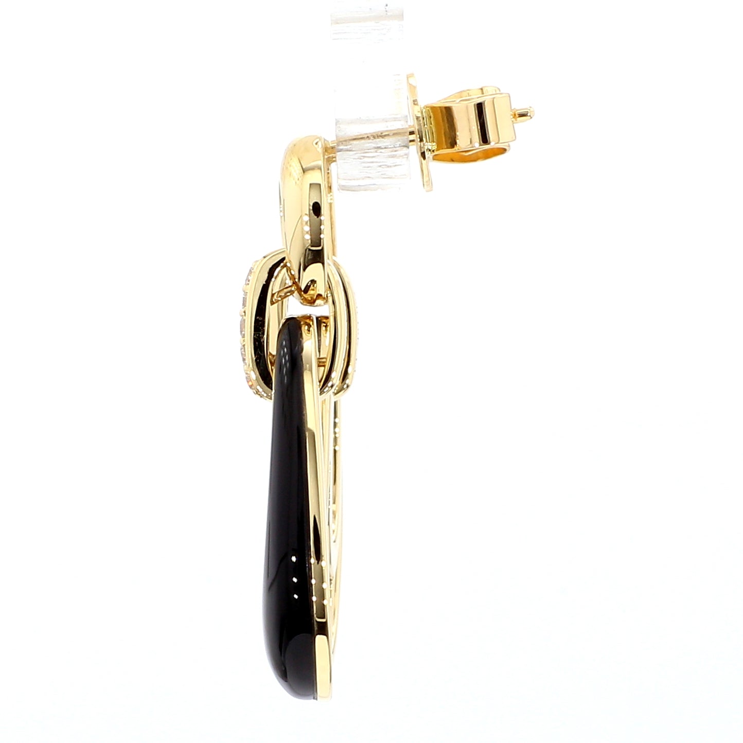 Natural Black Onyx and Diamond 5.94 Carat TW Gold Earrings