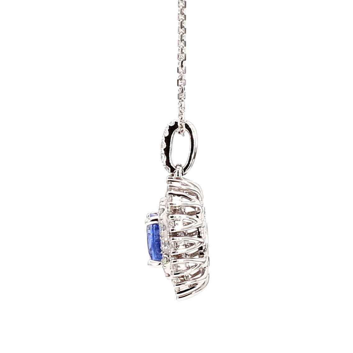 Natural Blue Cushion Sapphire and Diamond 2.33 Carat TW Gold Pendant