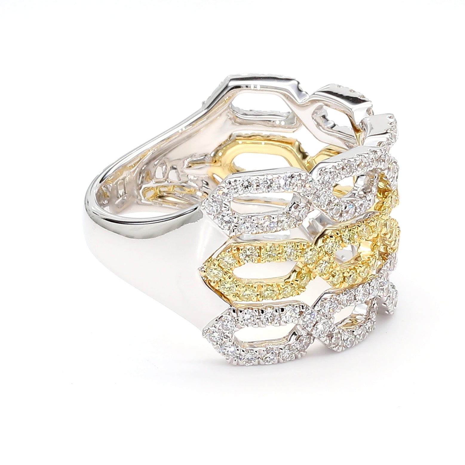 Natural Yellow Round Diamond 1.01 Carat TW Gold Ring