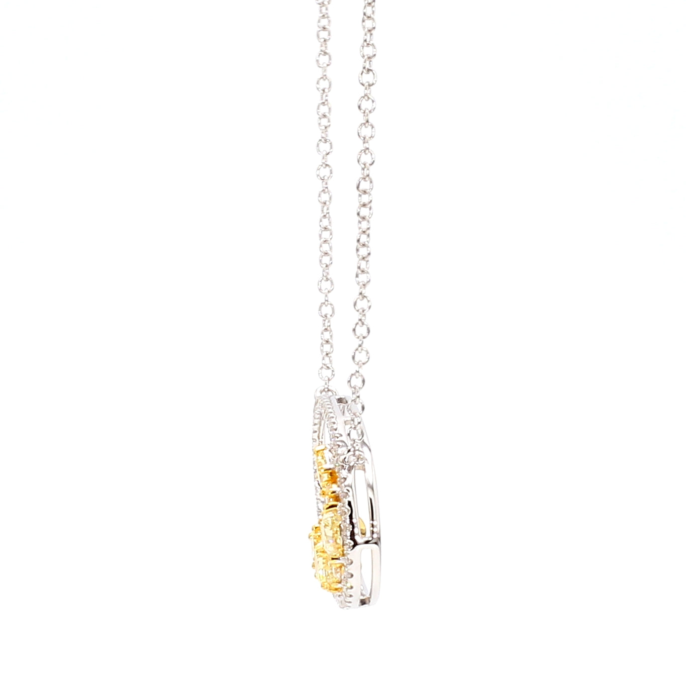 Natural Yellow Radiant Diamond 1.09 Carat TW Gold Necklace