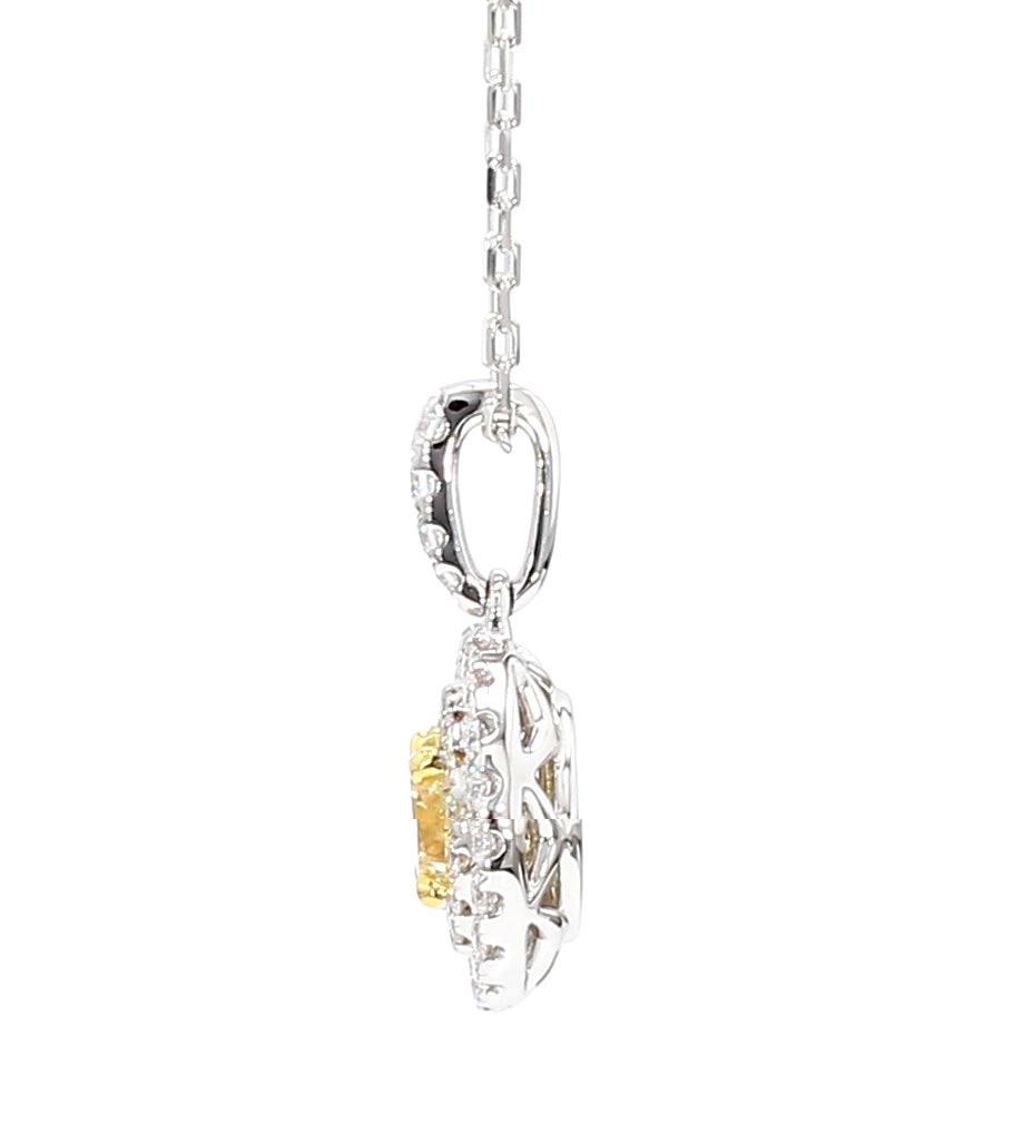 GIA Certified Natural Light Yellow Round Diamond 1.49 Carat TW Gold Pendant