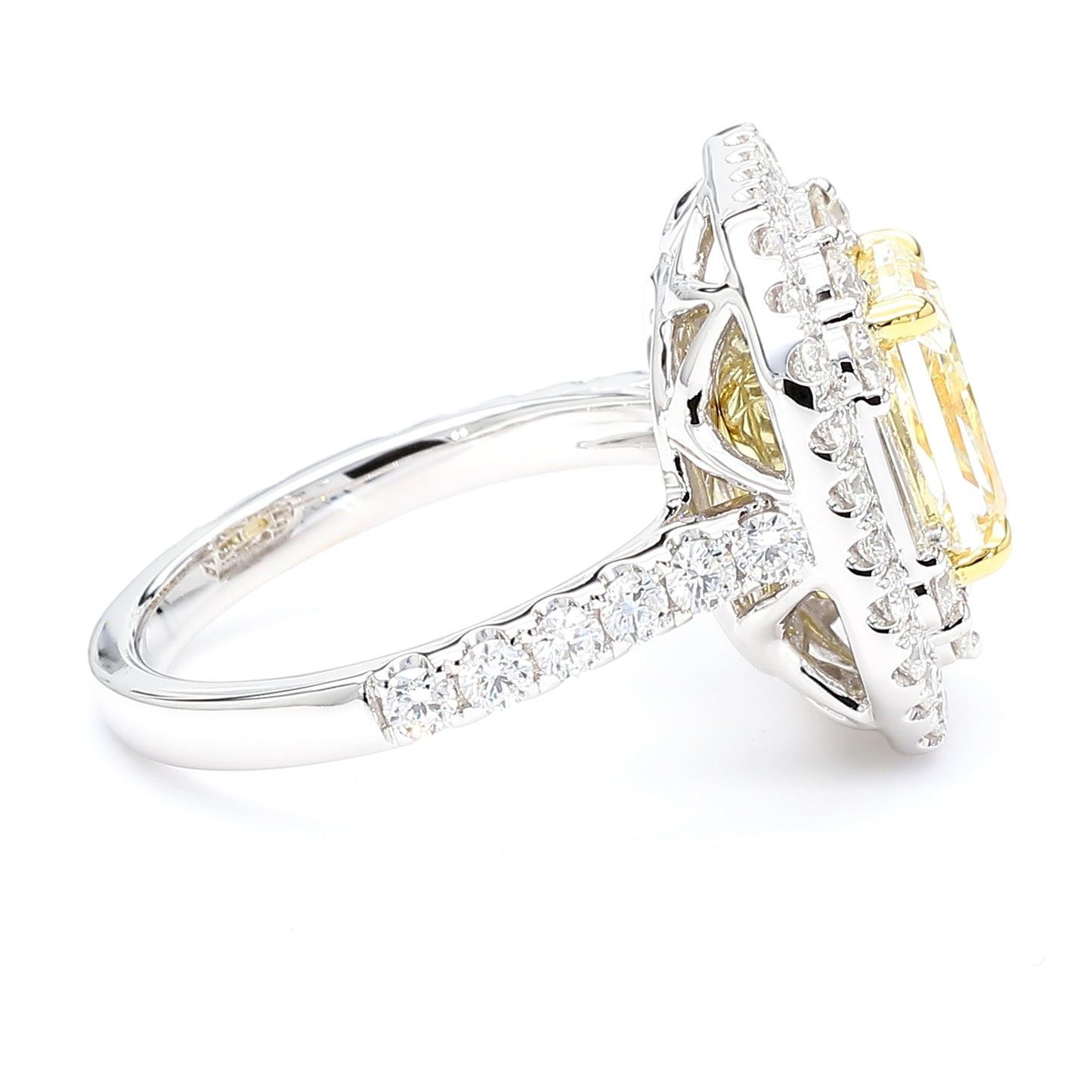 GIA Certified Natural Light Yellow Radiant Diamond 4.80 Carat TW Gold Ring