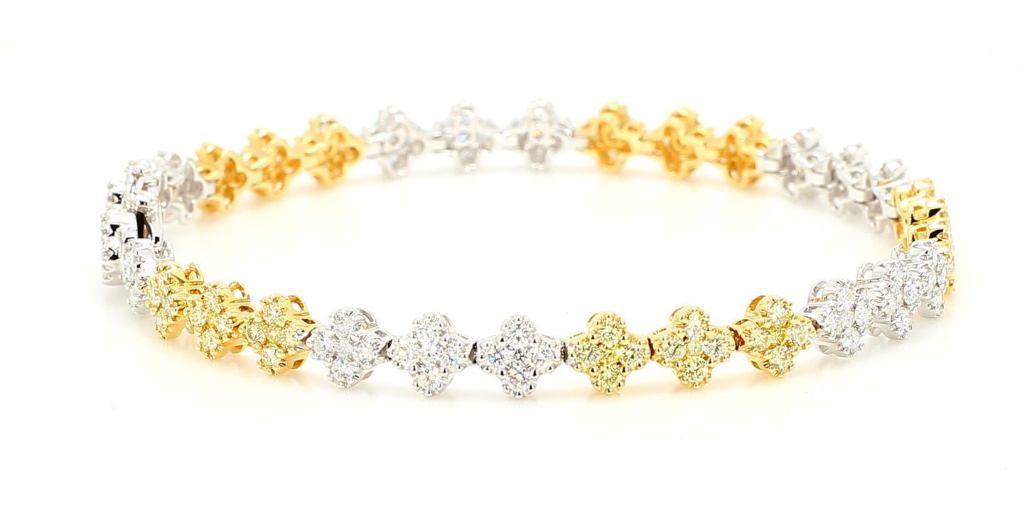 Natural Yellow Round Diamond 3.05 Carat TW Gold Tennis Bracelet