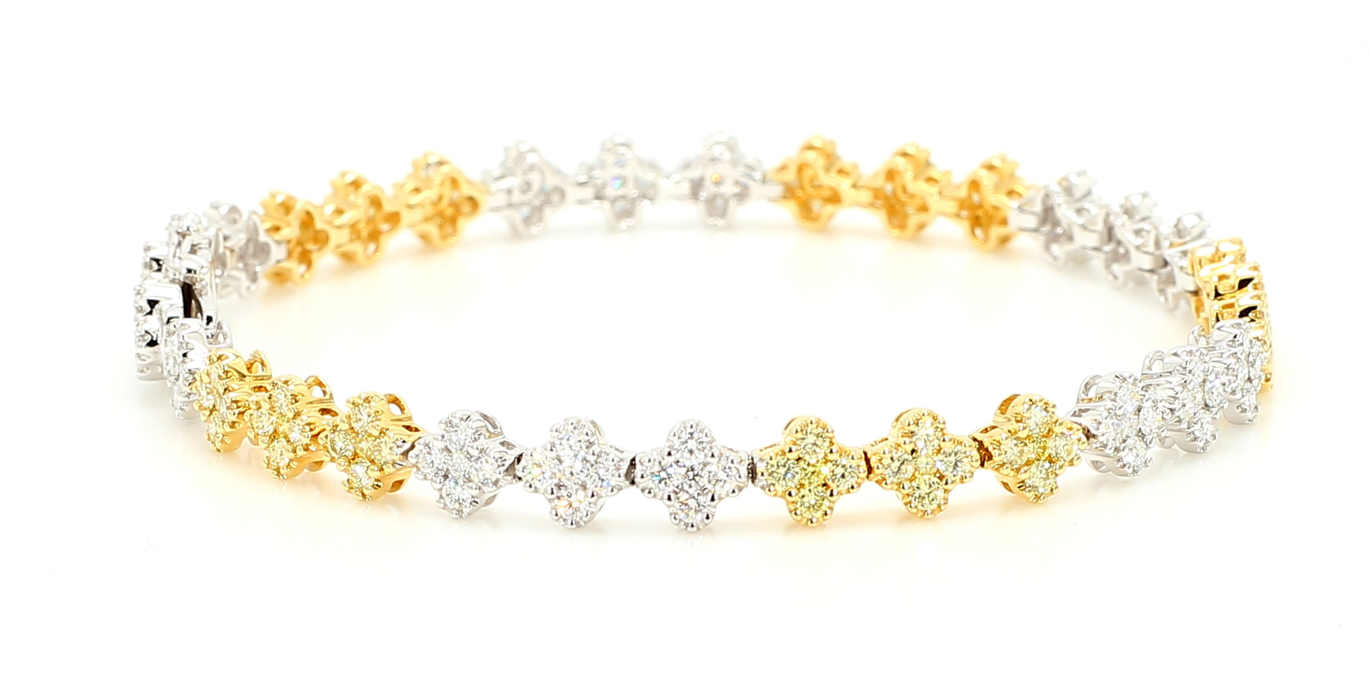 Natural Yellow Round Diamond 3.05 Carat TW Gold Tennis Bracelet