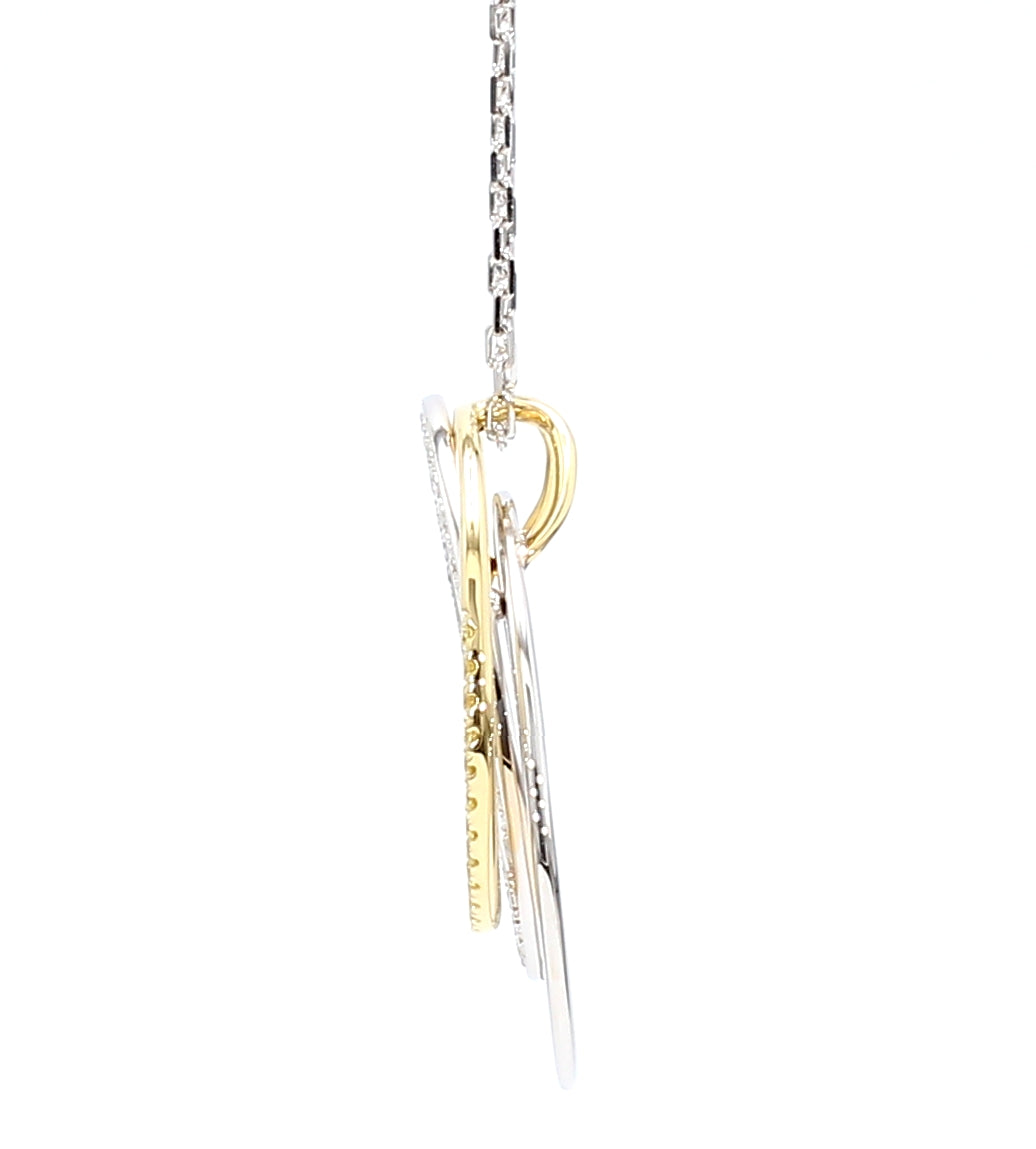Natural Yellow Round Diamond 0.42 Carat TW Gold Pendant