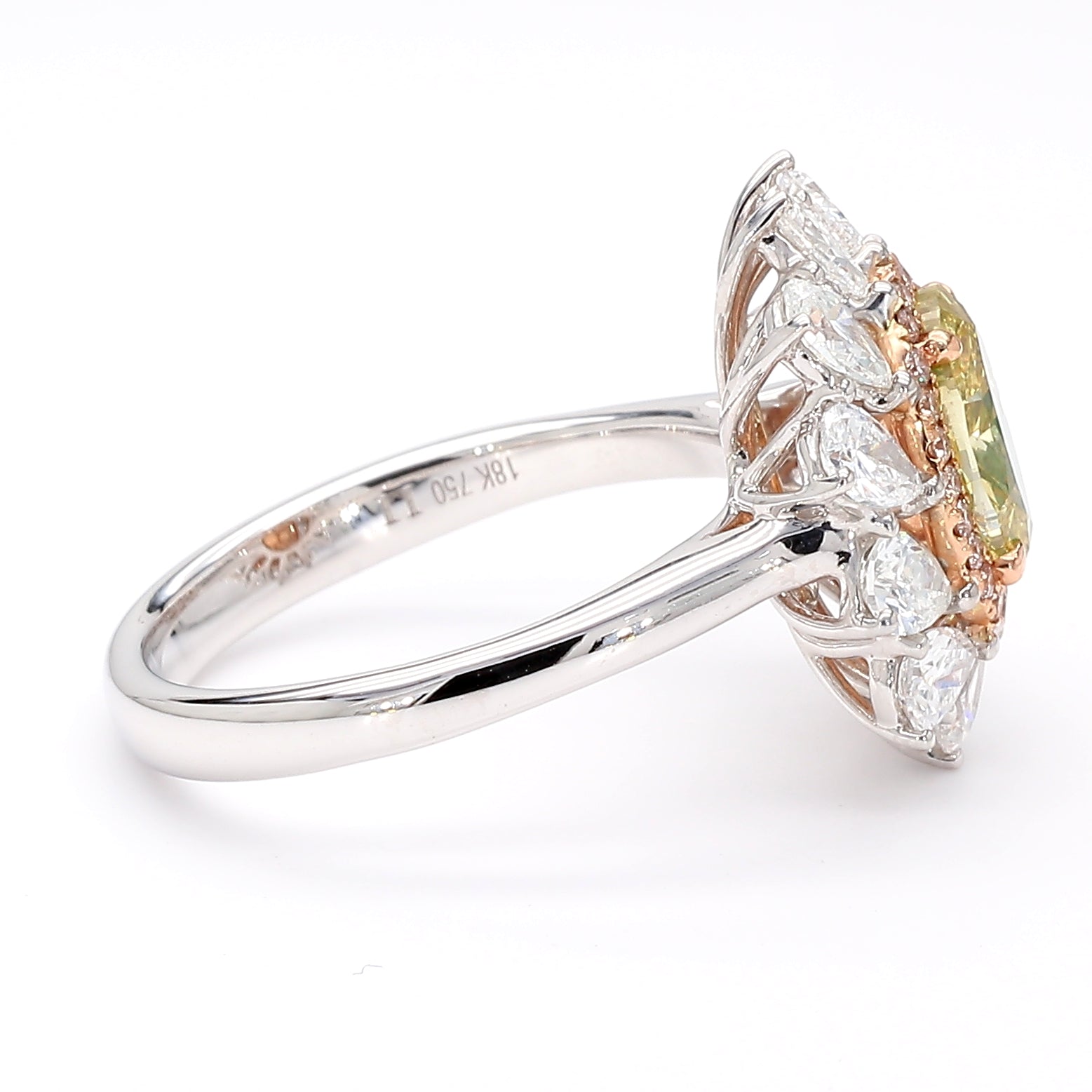 GIA Certified Natural Fancy Brownish Yellow Oval Diamond 2.95 Carat TW Gold Ring