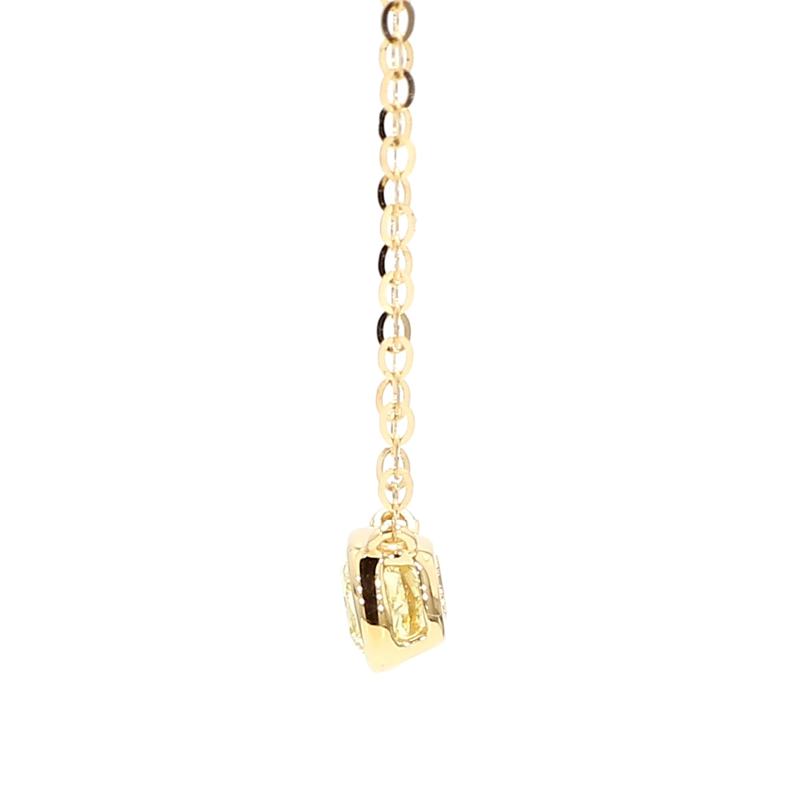 Natural Yellow Cushion Diamond 0.60 Carat TW Gold Necklace
