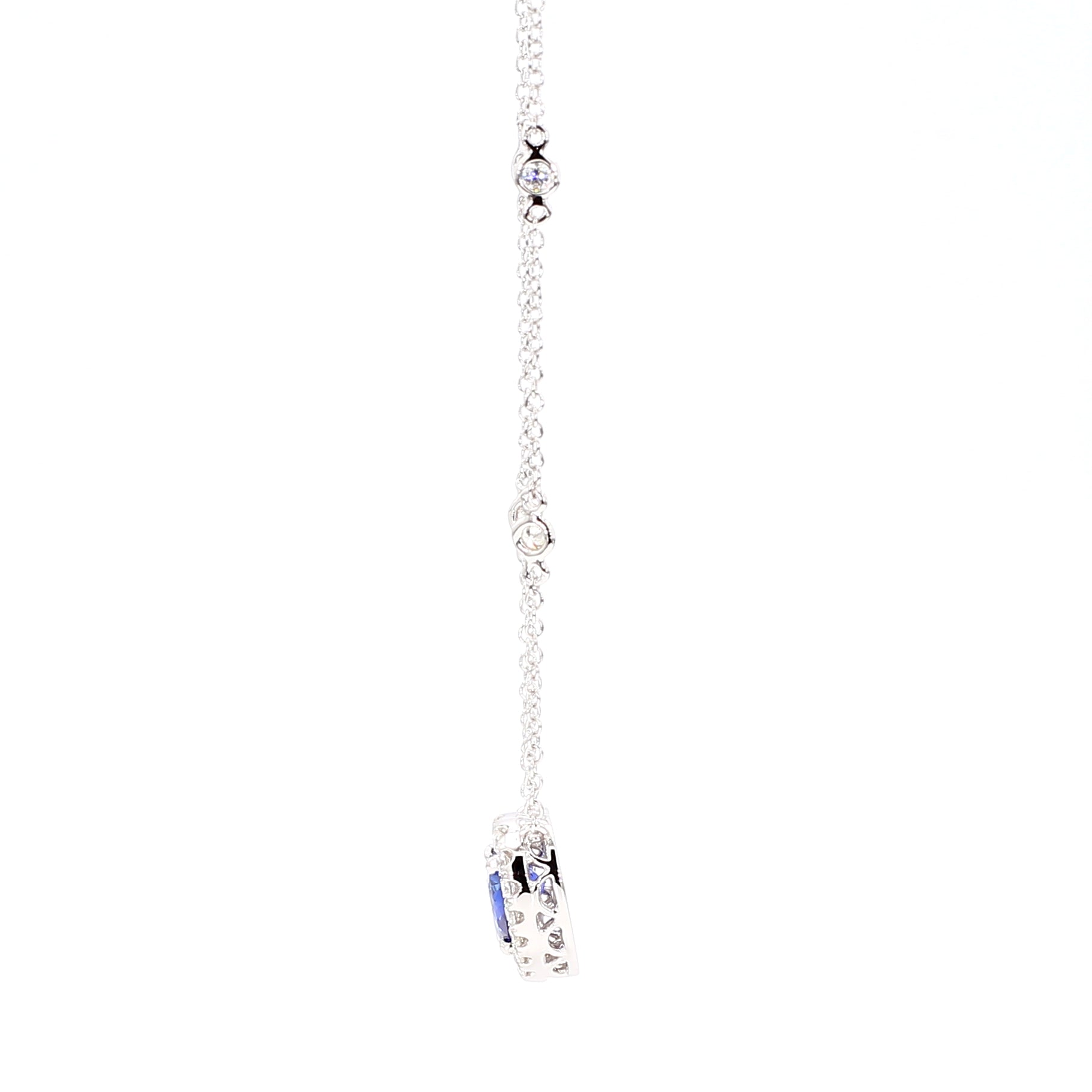 GIA Natural Blue Heart Sapphire and Diamond 2.14 Carat TW Gold Necklace