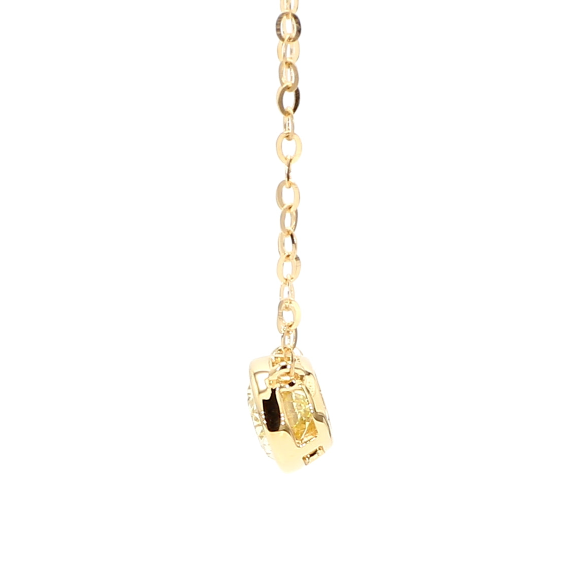 GIA Certified Natural Fancy Yellow Oval Diamond 0.74 Carat TW Gold Necklace