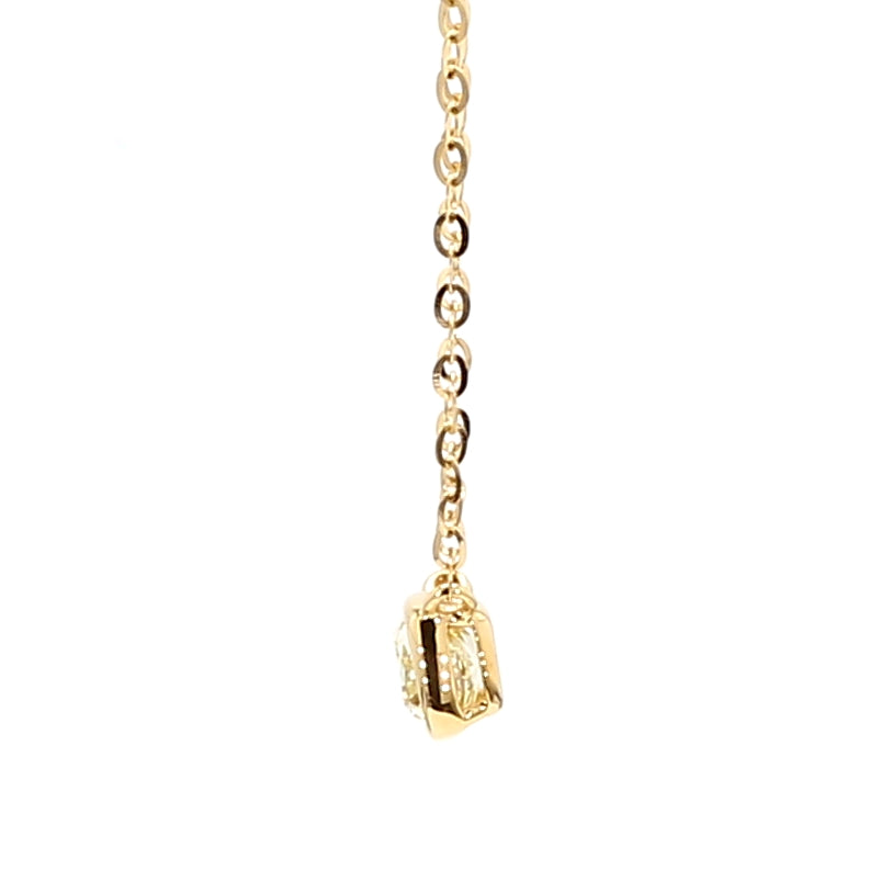 Natural Yellow Cushion Diamond 0.55 Carat TW Gold Necklace