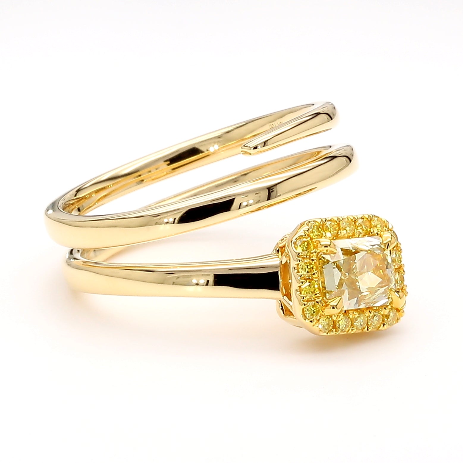 GIA Natural Fancy Brownish Greenish Yellow Radiant Diamond 0.85 Carat Gold Ring