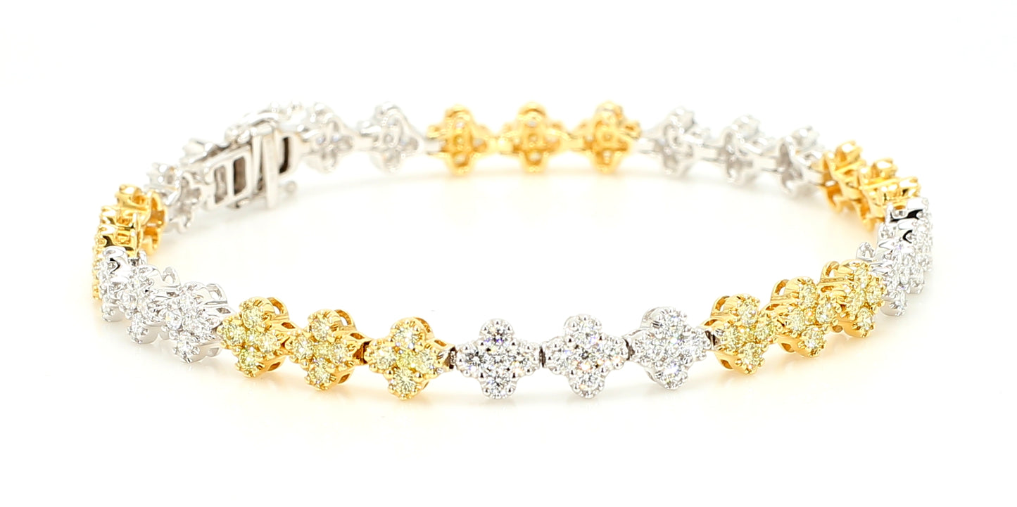 Natural Yellow Round Diamond 3.05 Carat TW Gold Tennis Bracelet