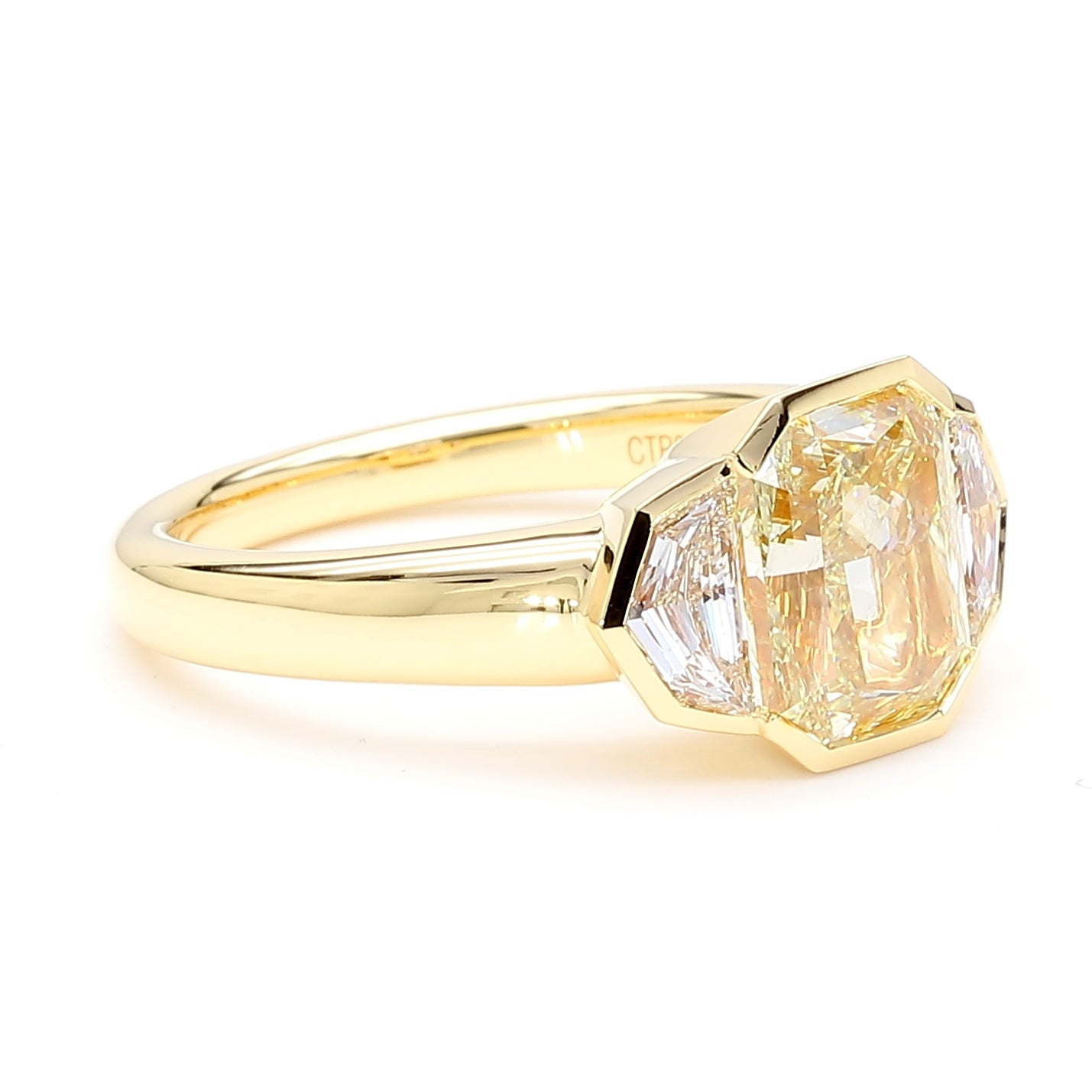 GIA Certified Natural Light Yellow Radiant Diamond 3.53 Carat TW Gold Ring