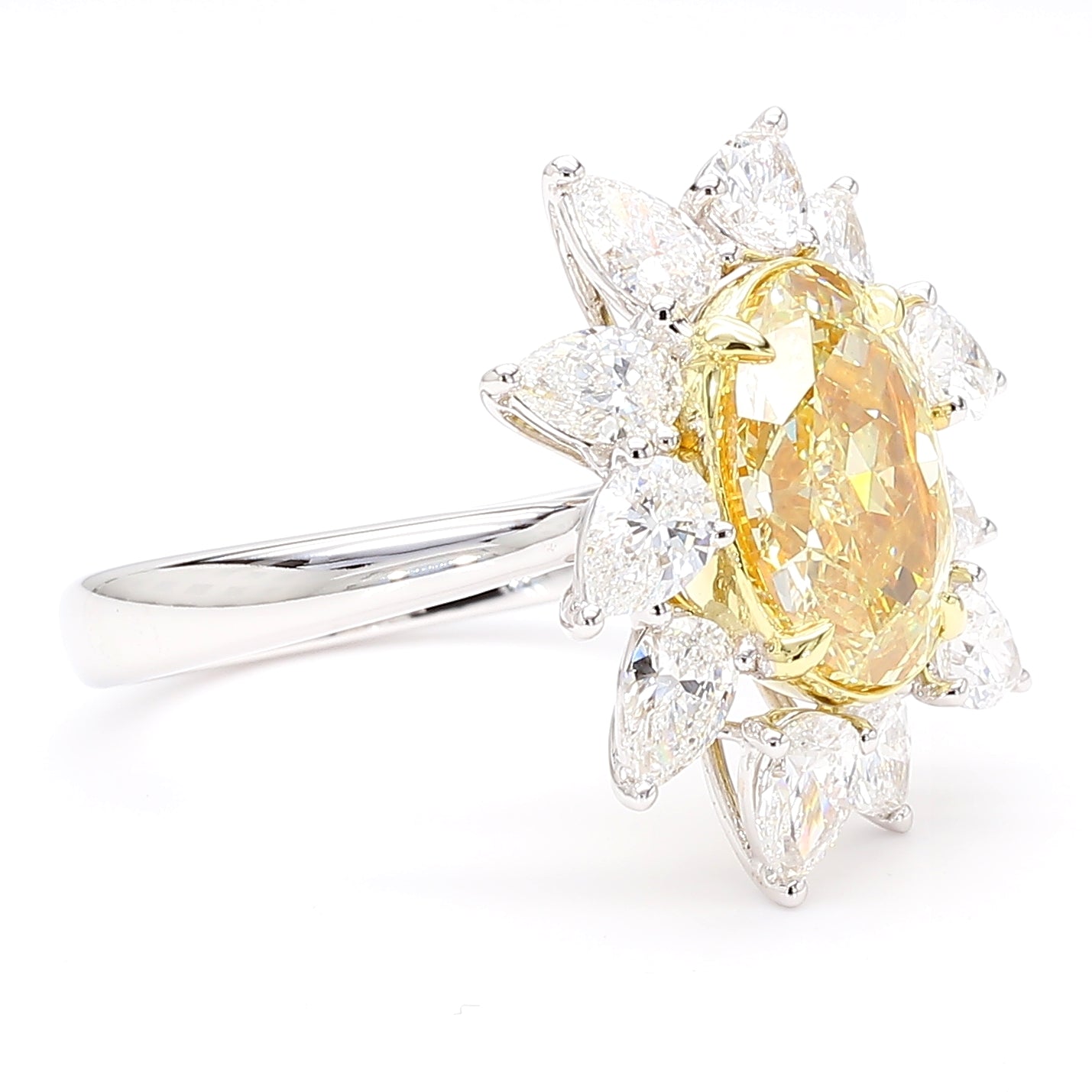 GIA Certified Natural Light Yellow Oval Diamond 4.72 Carat TW Gold Ring
