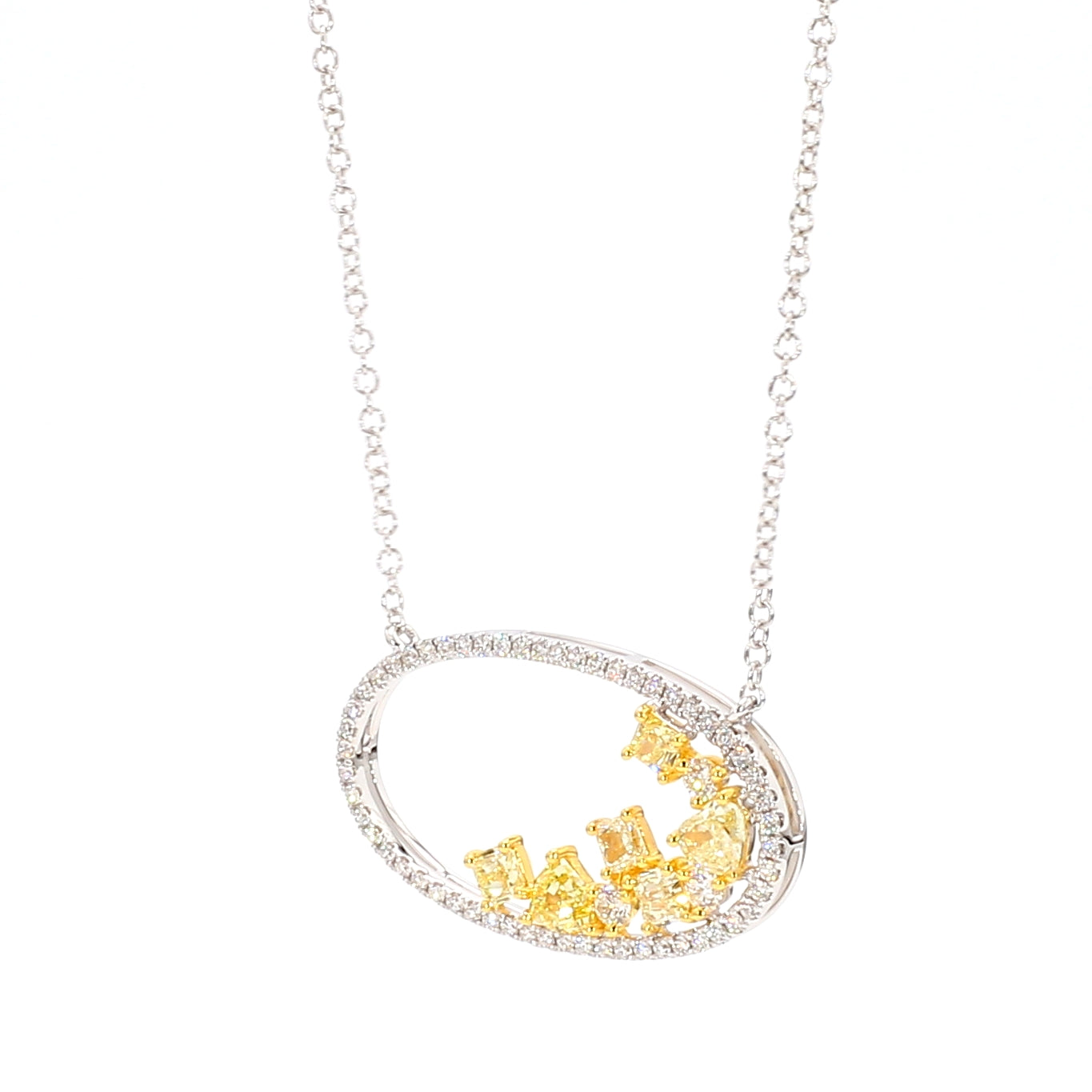 Natural Yellow Radiant Diamond 1.09 Carat TW Gold Necklace