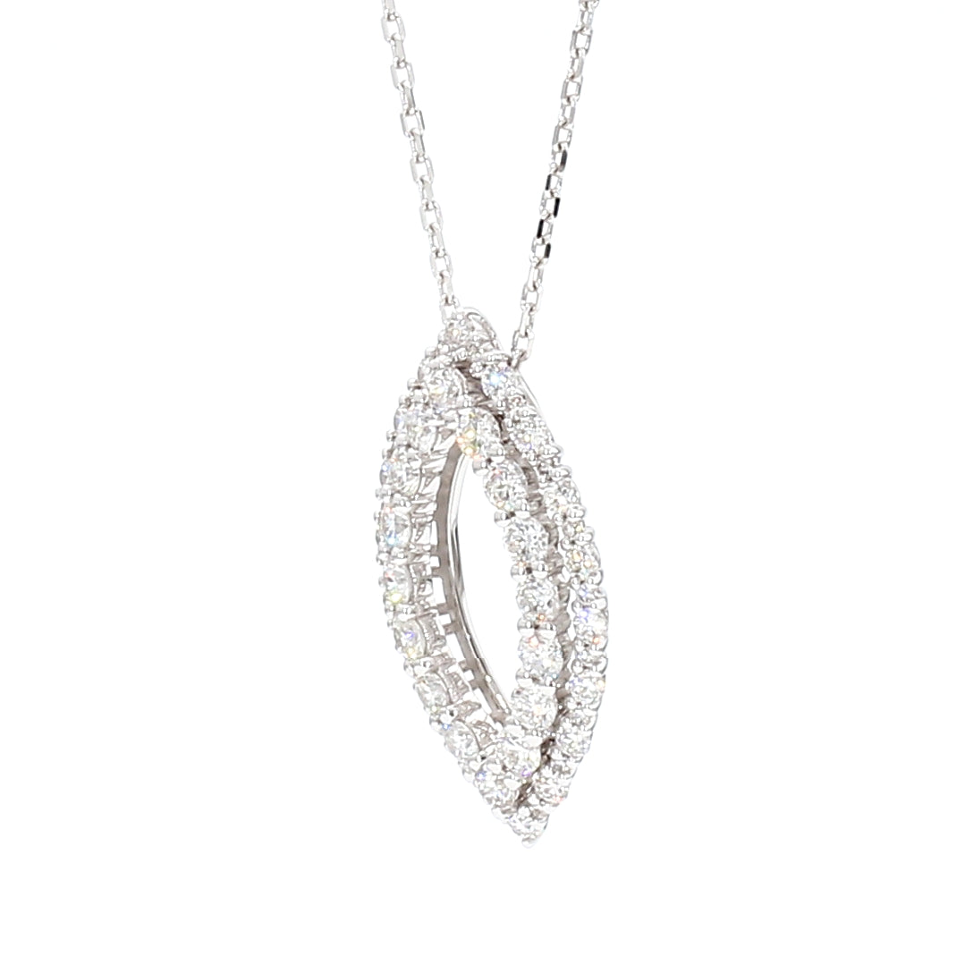 Natural White Round Diamond 0.99 Carat TW Gold Pendant