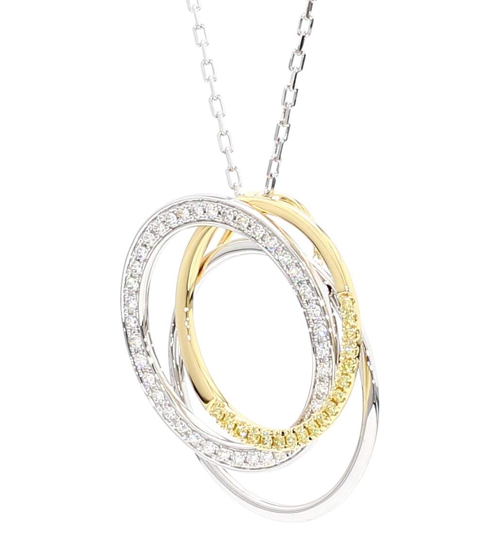 Natural Yellow Round Diamond 0.42 Carat TW Gold Pendant