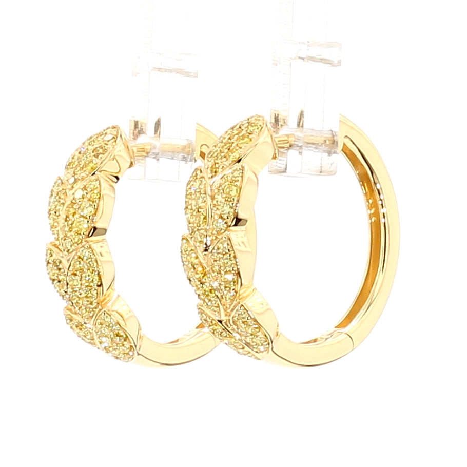 Natural Yellow Round Diamond 0.62 Carat TW Gold Earrings