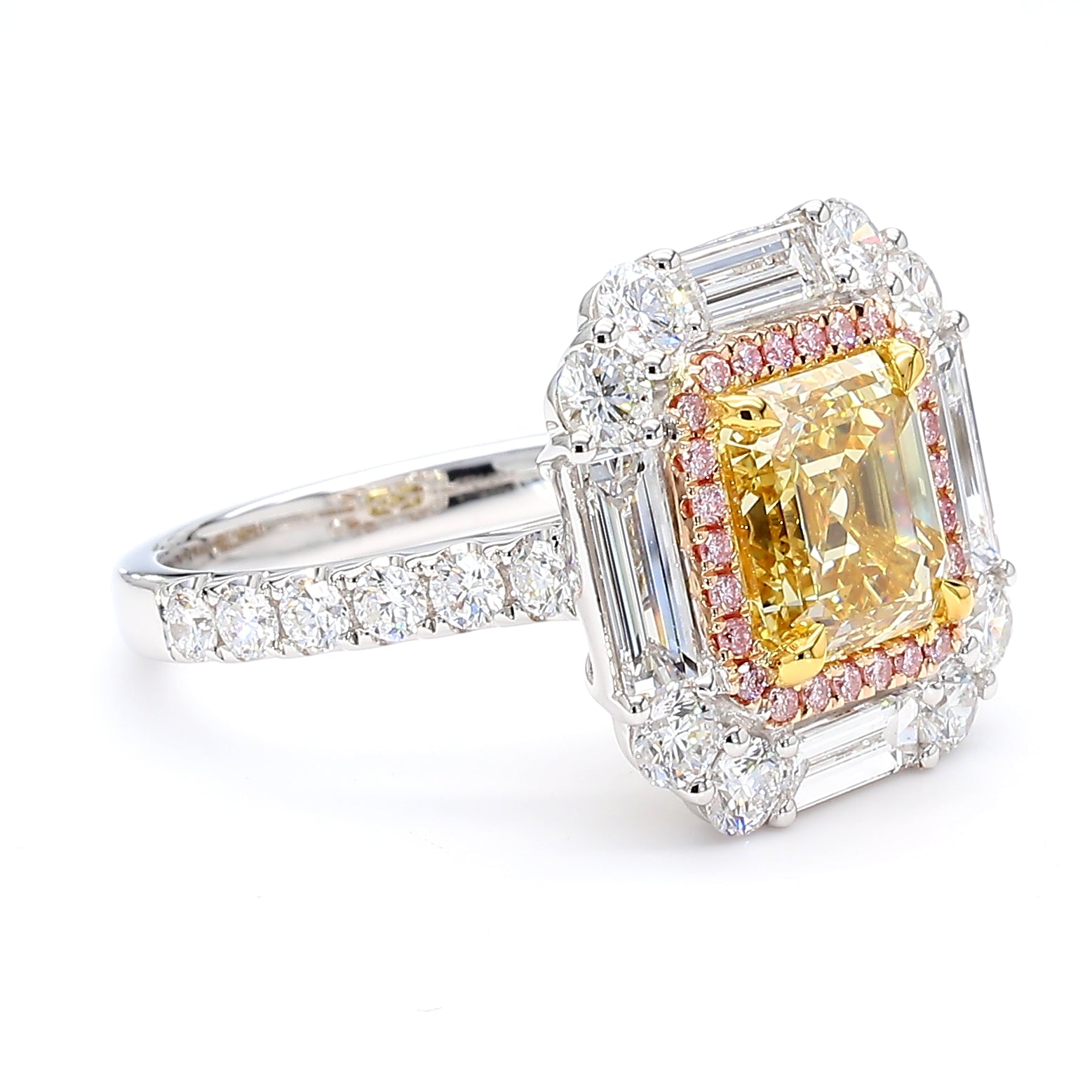GIA Natural Fancy Brownish Yellow Asscher Diamond 4.48 Carat TW Gold Ring