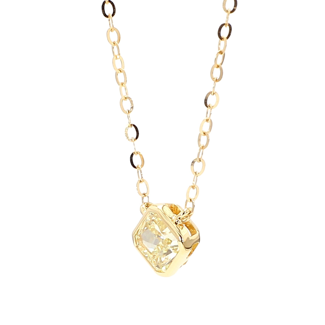 GIA Natural Fancy Light Yellow Radiant Diamond 0.70 Carat TW Gold Necklace