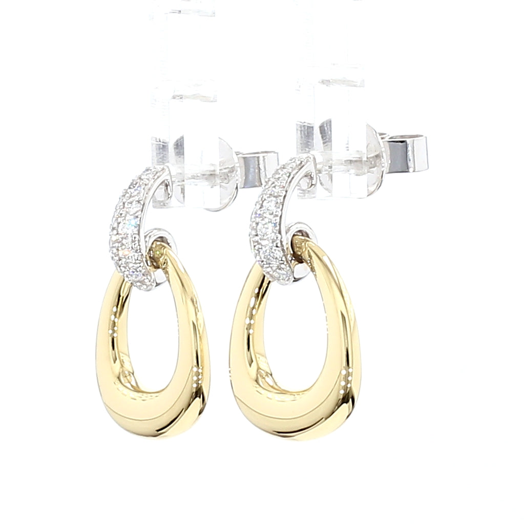 Natural White Round Diamond 0.32 Carat TW Gold Earrings