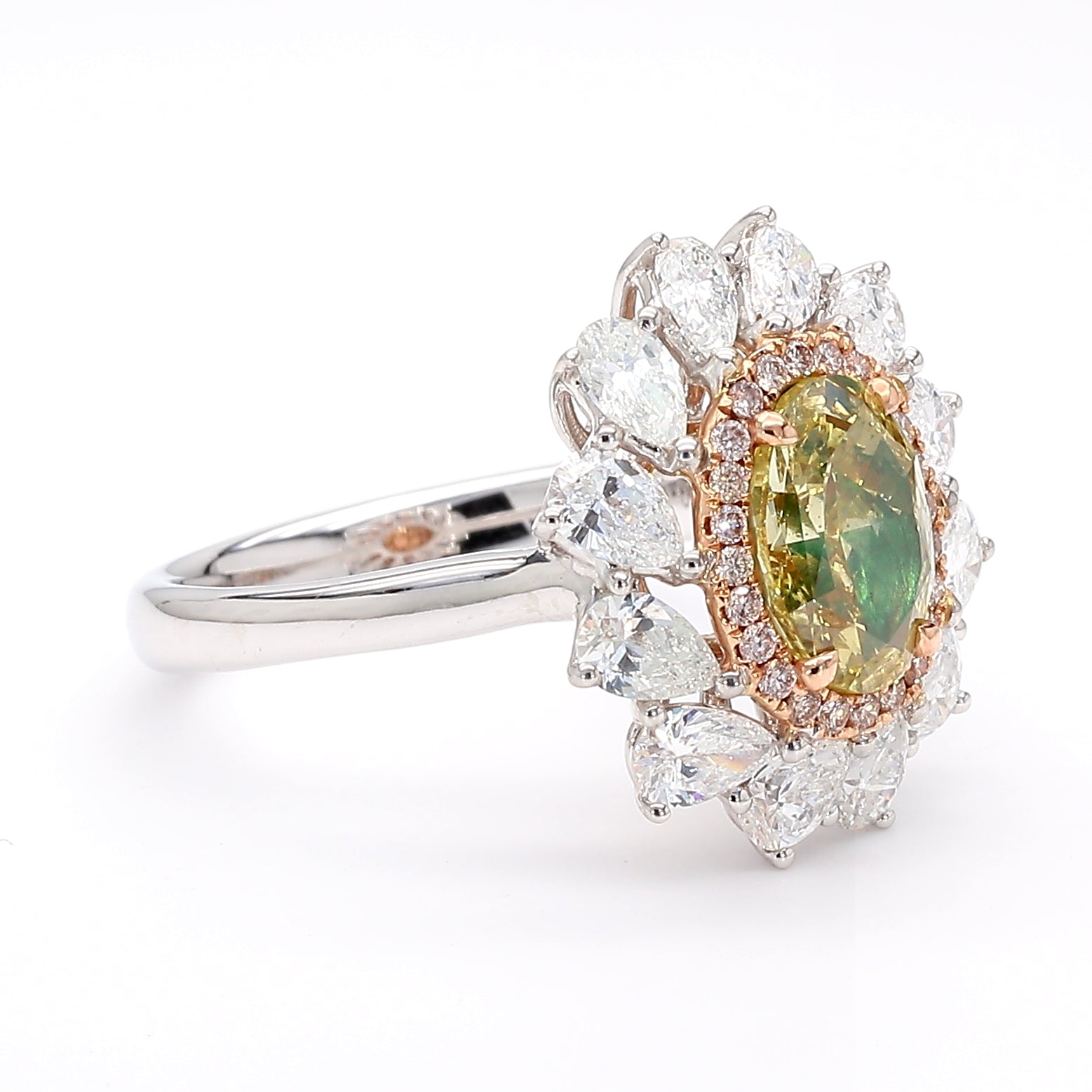 GIA Certified Natural Fancy Brownish Yellow Oval Diamond 2.95 Carat TW Gold Ring