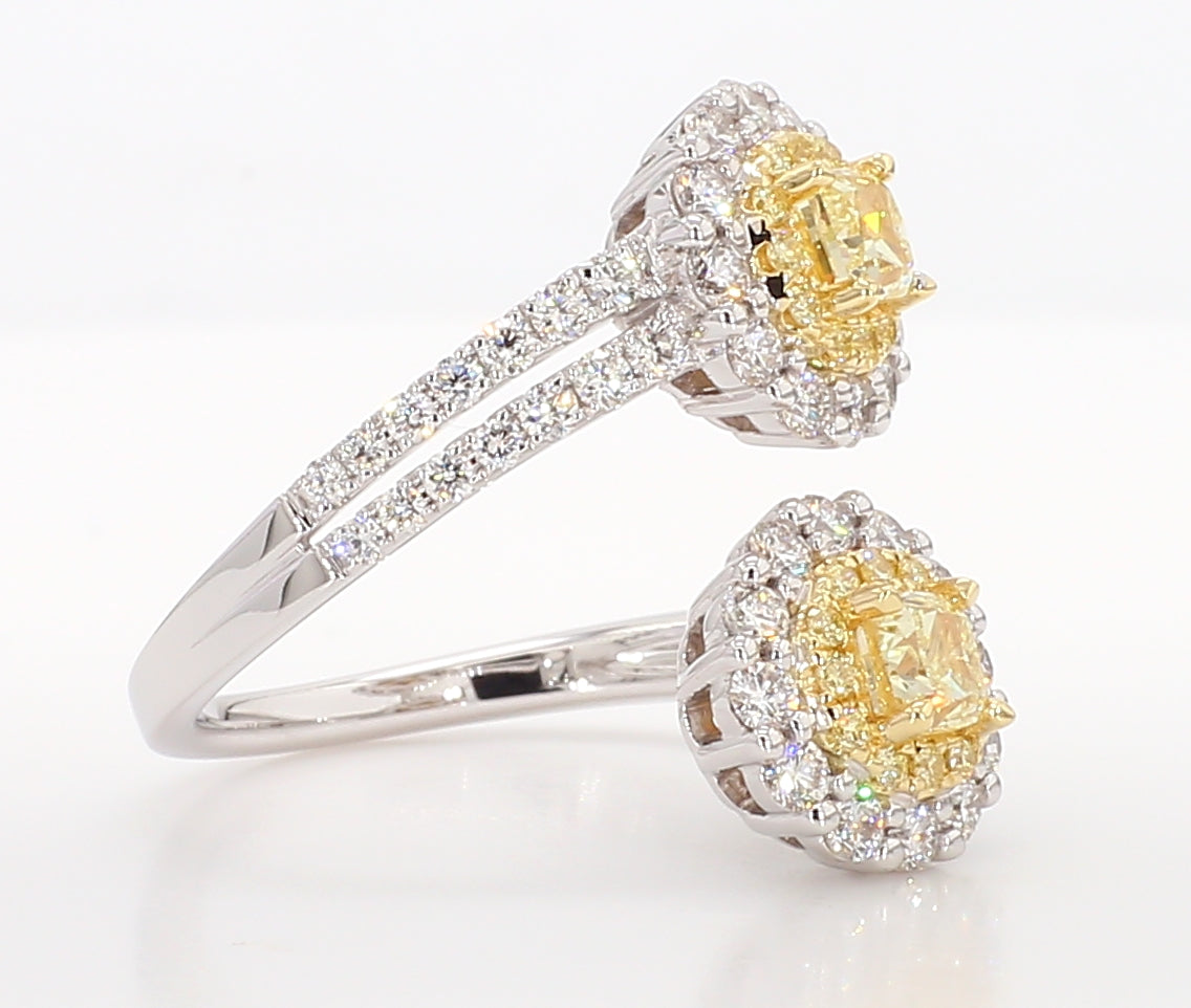 Natural Yellow Cushion Diamond 1.74 Carat TW Gold Ring