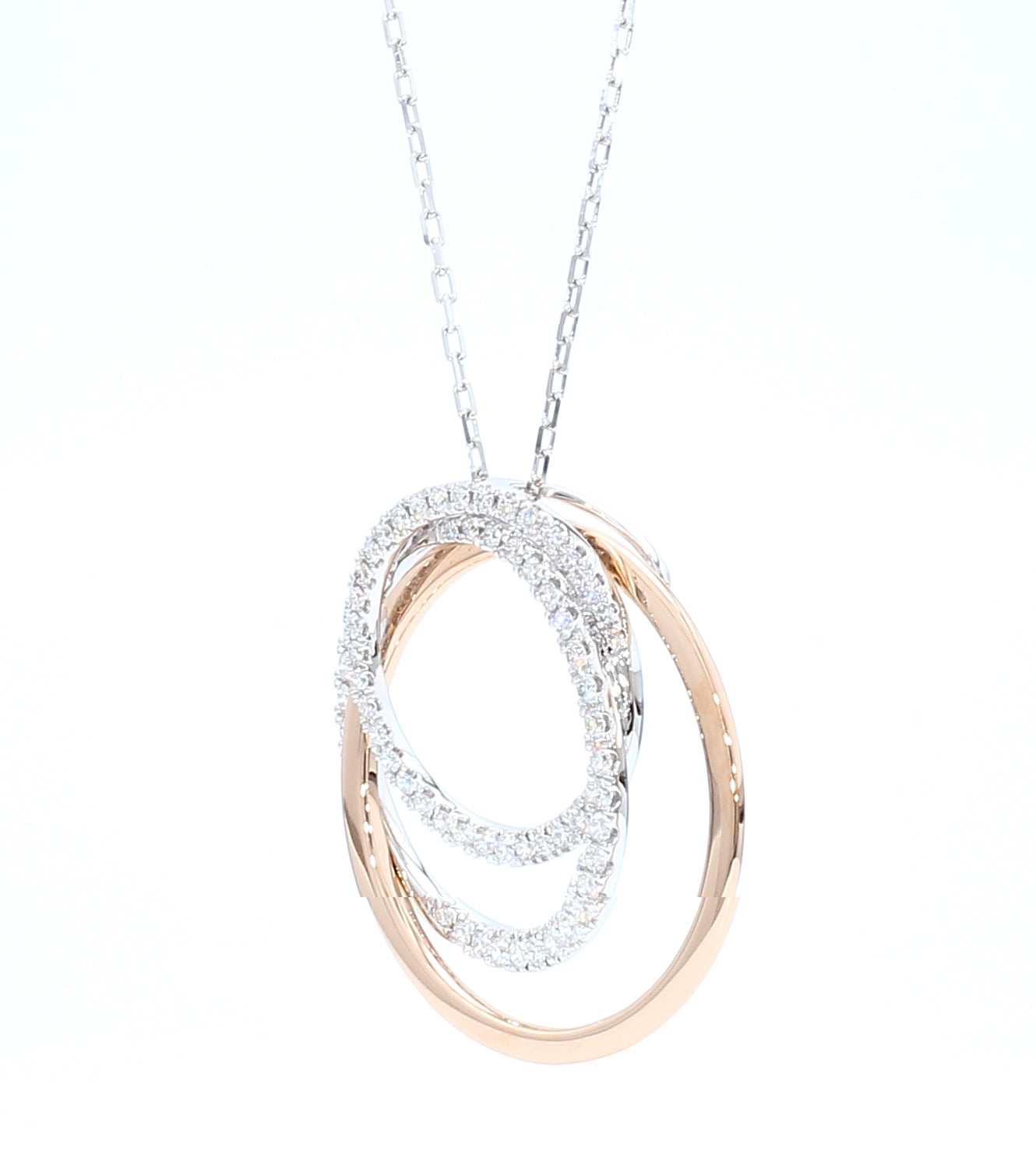 Natural White Round Diamond 1.14 Carat TW Gold Pendant