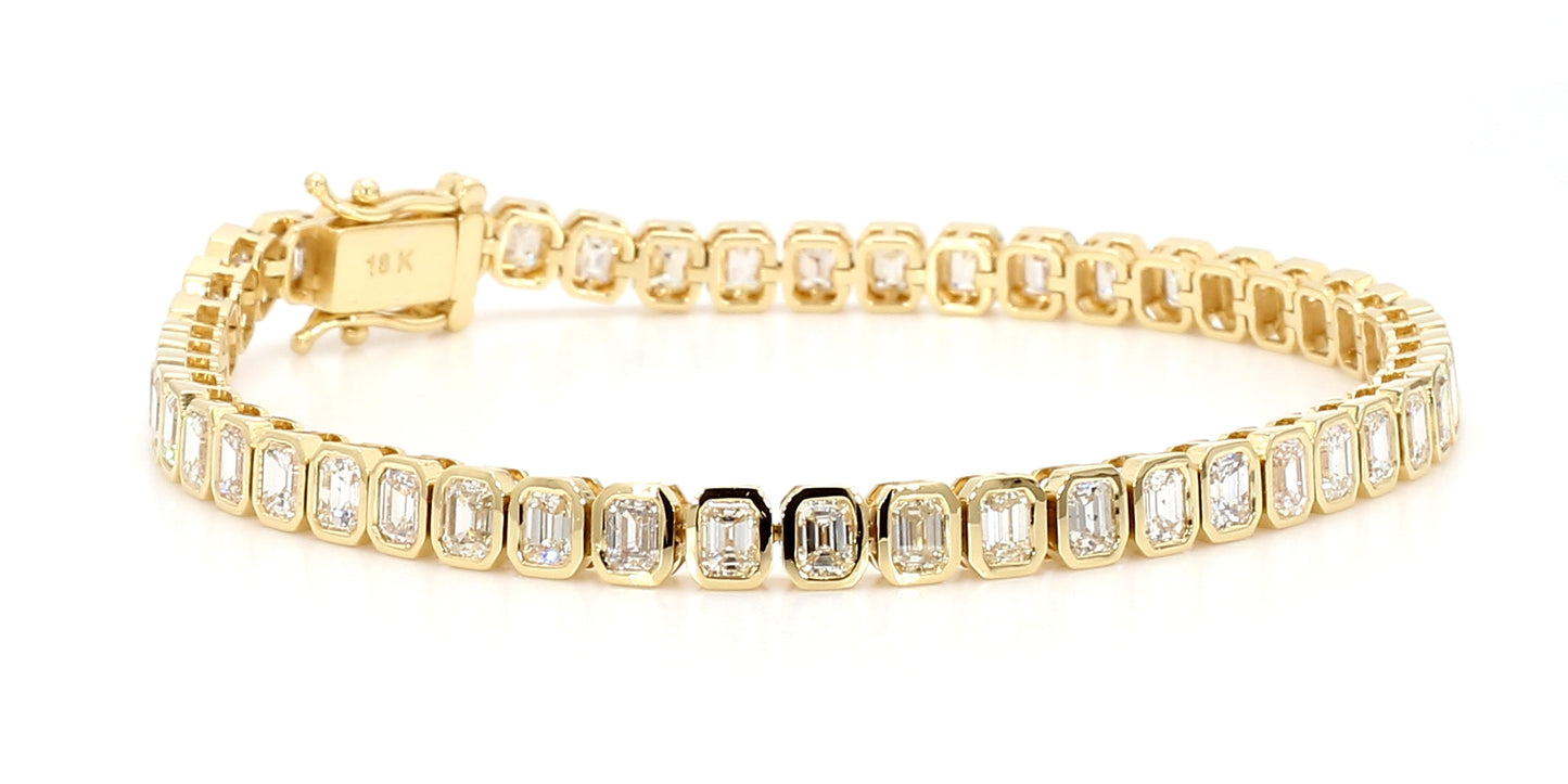 Natural White Emerald Diamond 6.38 Carat TW Gold Tennis Bracelet