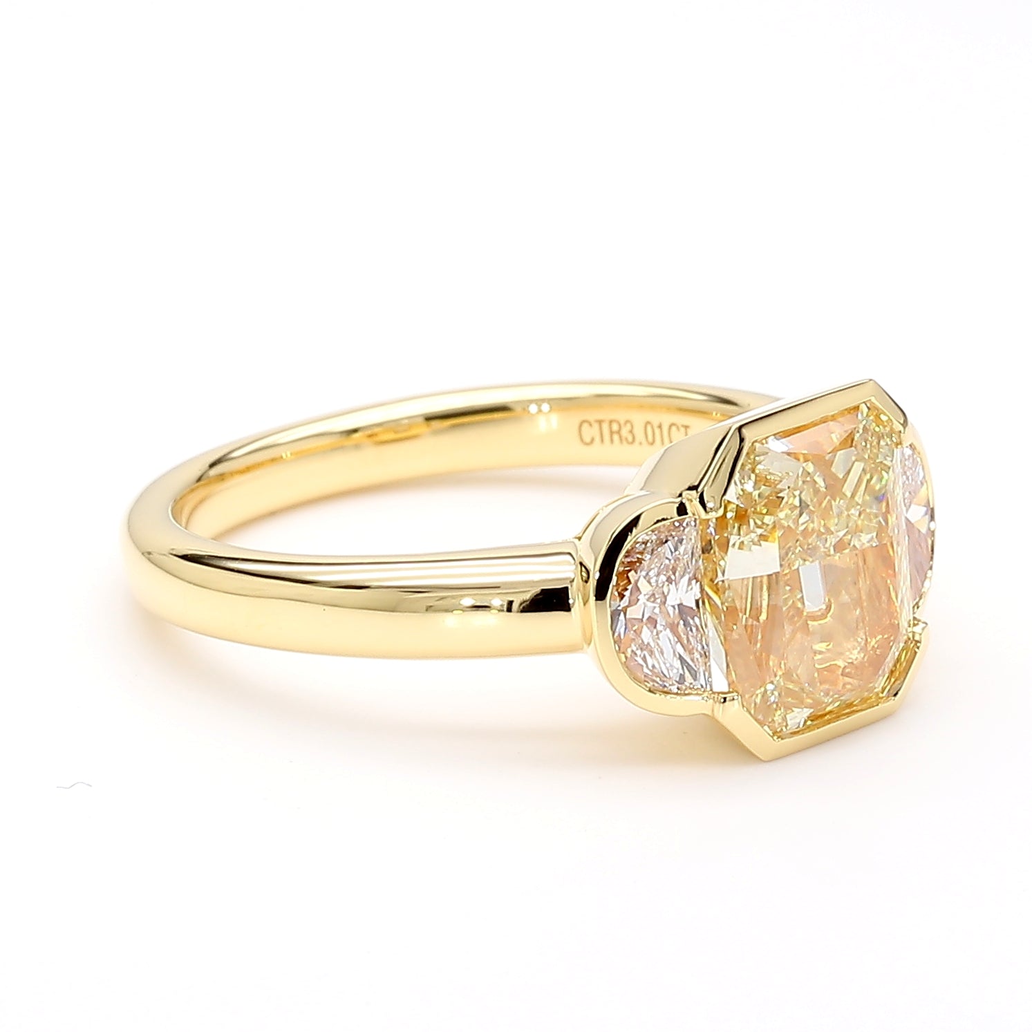 GIA Certified Natural Light Yellow Radiant Diamond 3.41 Carat TW Gold Ring