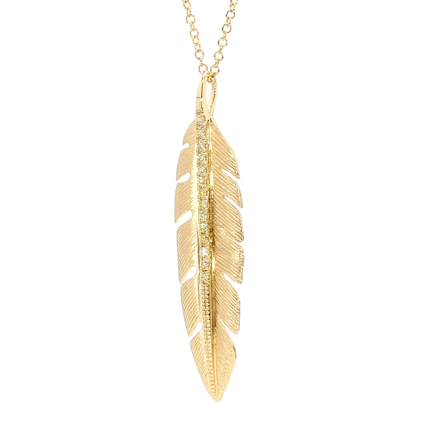 Natural Yellow Round Diamond 0.14 Carat TW Gold Necklace