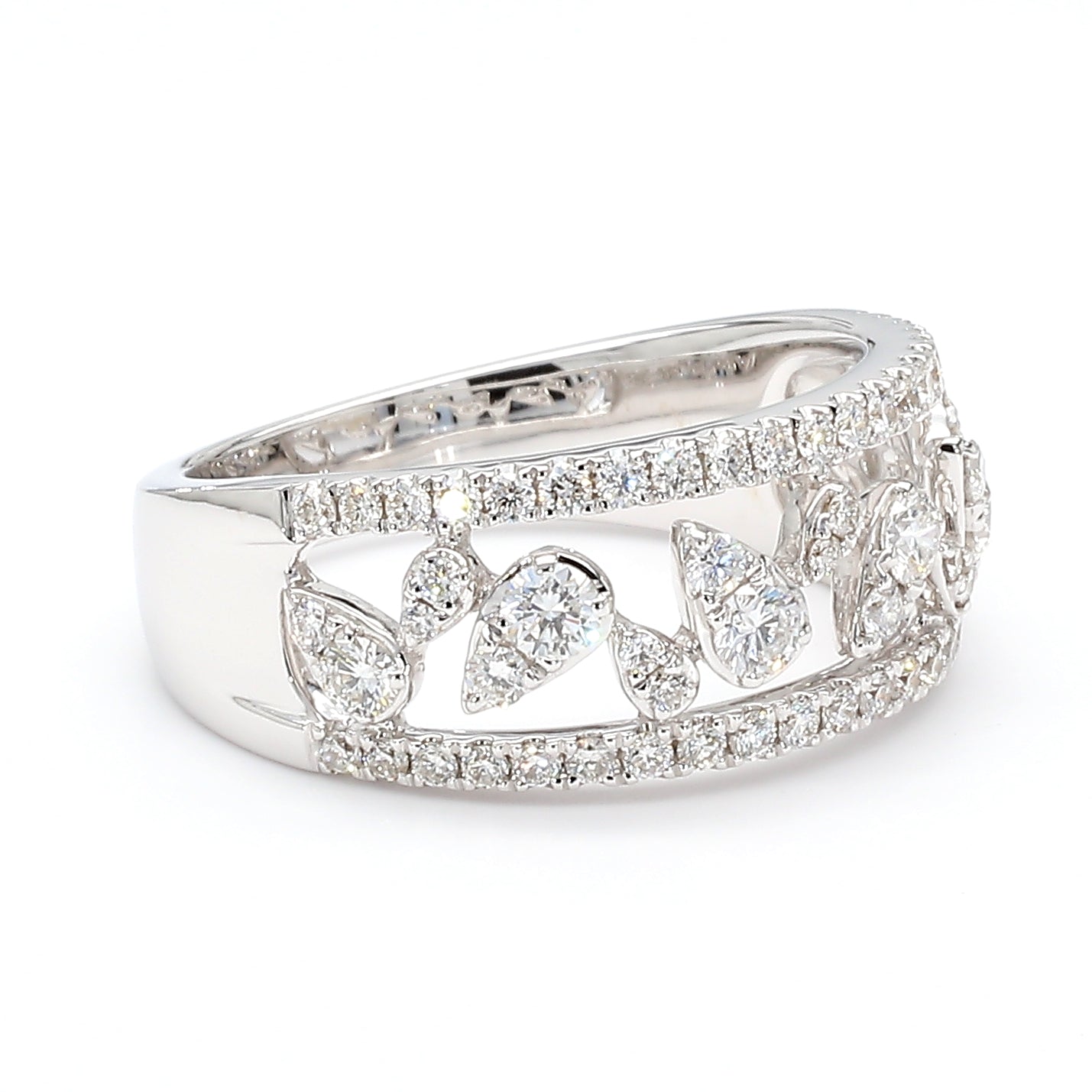 Natural White Round Diamond 0.77 Carat TW Gold Ring