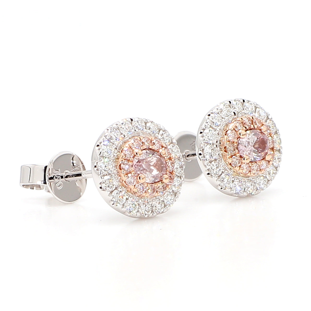 GIA Natural Fancy Purplish Pink Oval Diamond 0.92 Carat TW Gold Earrings