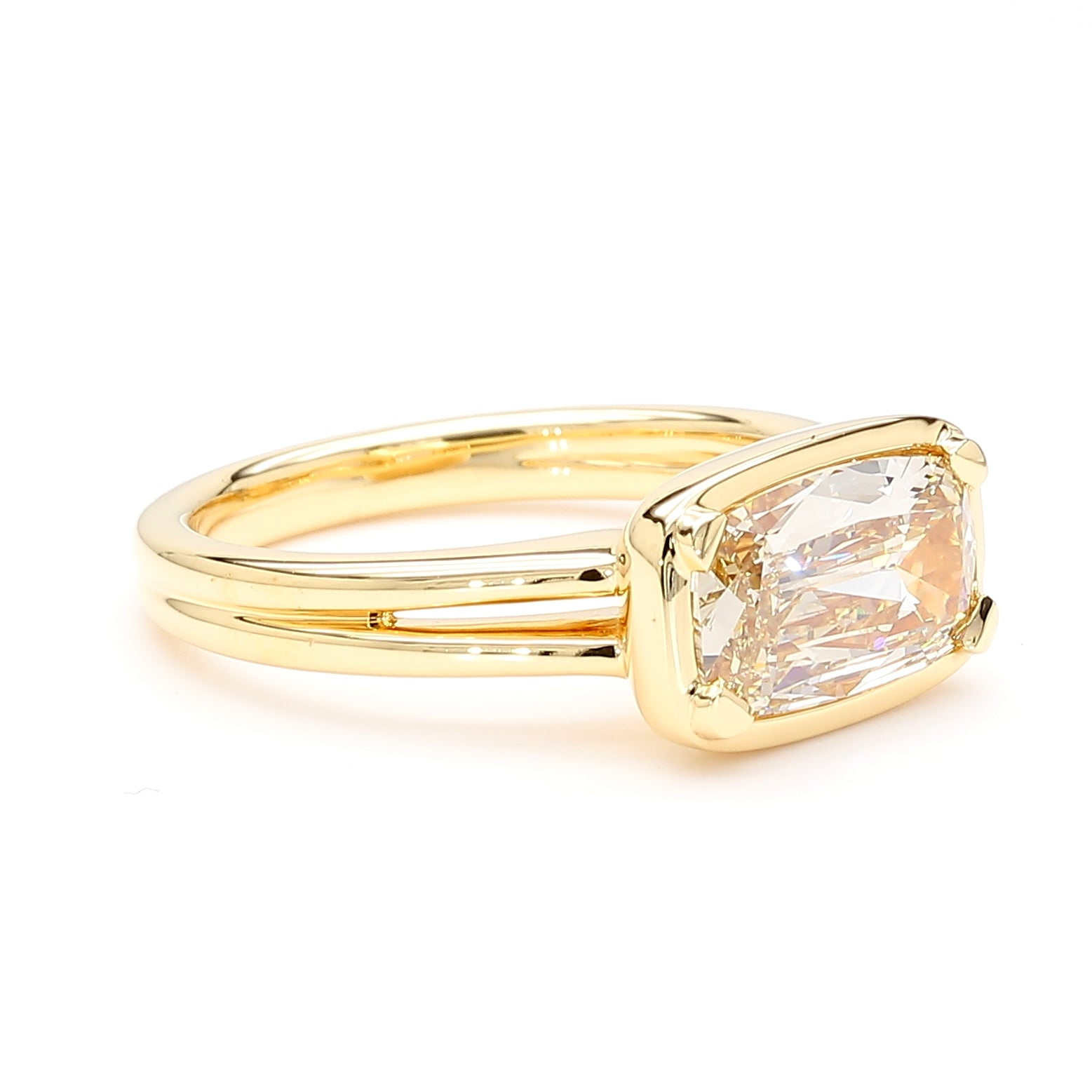 GIA Natural Fancy Light Brown-Yellow Cushion Diamond 1.72 Carat TW Gold Ring