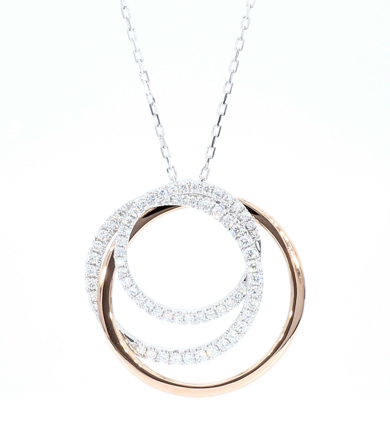 Natural White Round Diamond 1.14 Carat TW Gold Pendant