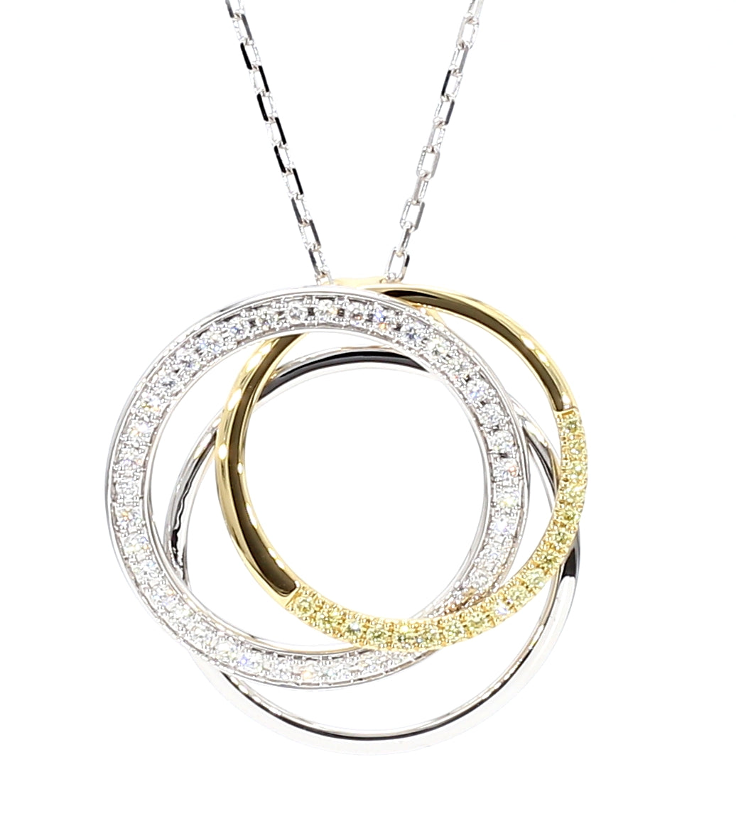 Natural Yellow Round Diamond 0.42 Carat TW Gold Pendant