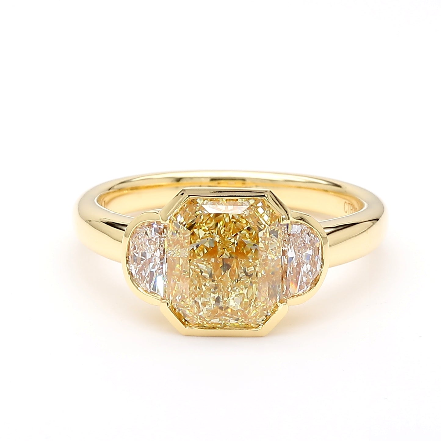 GIA Certified Natural Light Yellow Radiant Diamond 3.41 Carat TW Gold Ring