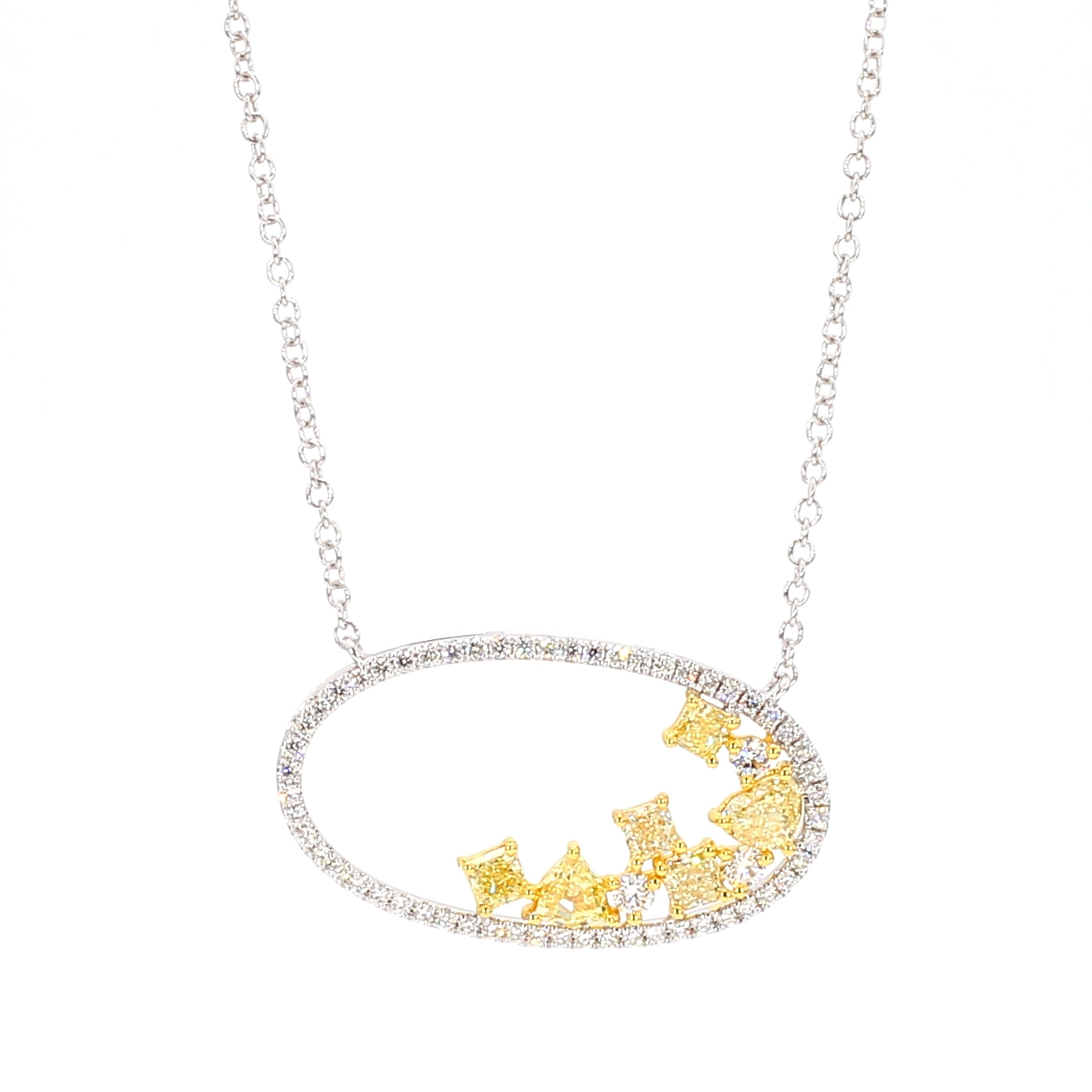 Natural Yellow Radiant Diamond 1.09 Carat TW Gold Necklace