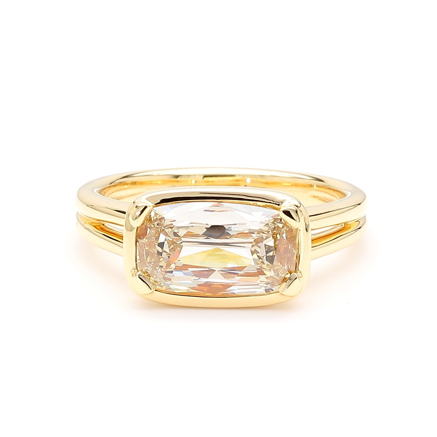 GIA Natural Fancy Light Brown-Yellow Cushion Diamond 1.72 Carat TW Gold Ring