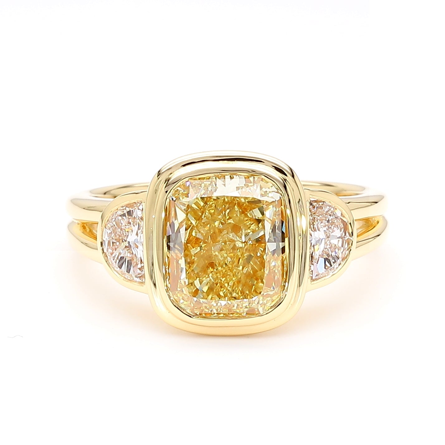 GIA Certified Natural Light Yellow Cushion Diamond 3.43 Carat TW Gold Ring