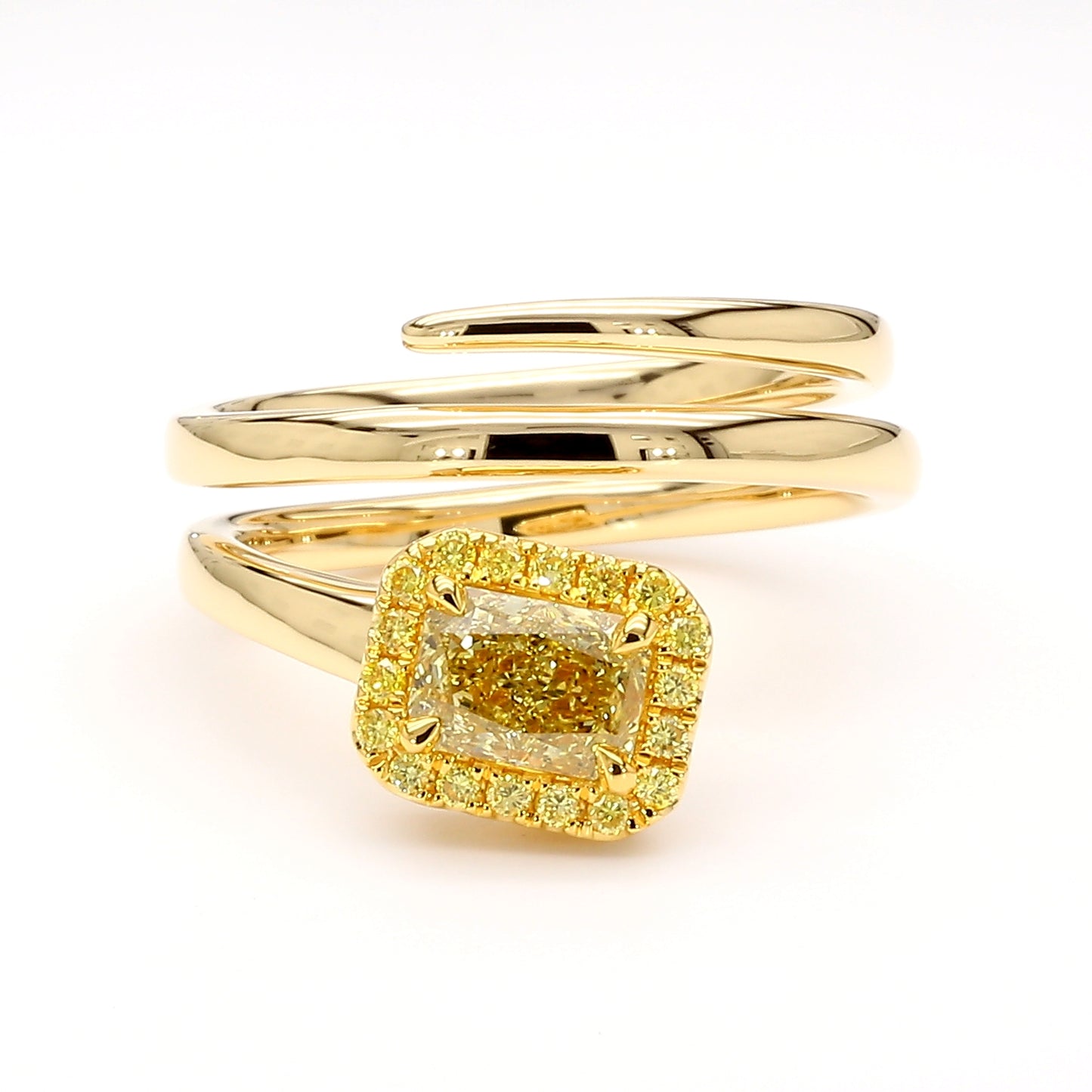 GIA Natural Fancy Brownish Greenish Yellow Radiant Diamond 0.85 Carat Gold Ring