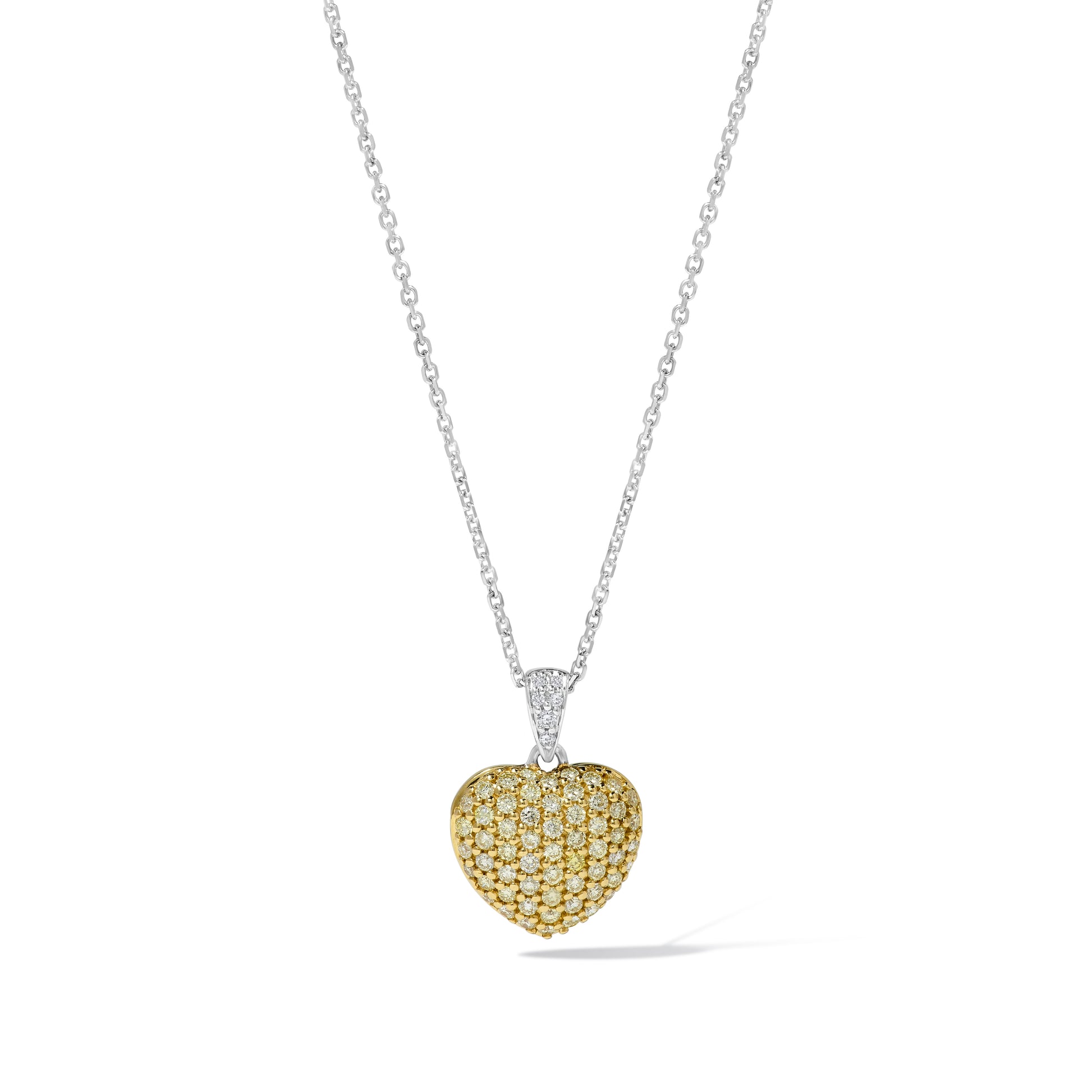 Natural Yellow Round Diamond 0.51 Carat TW Gold Pendant