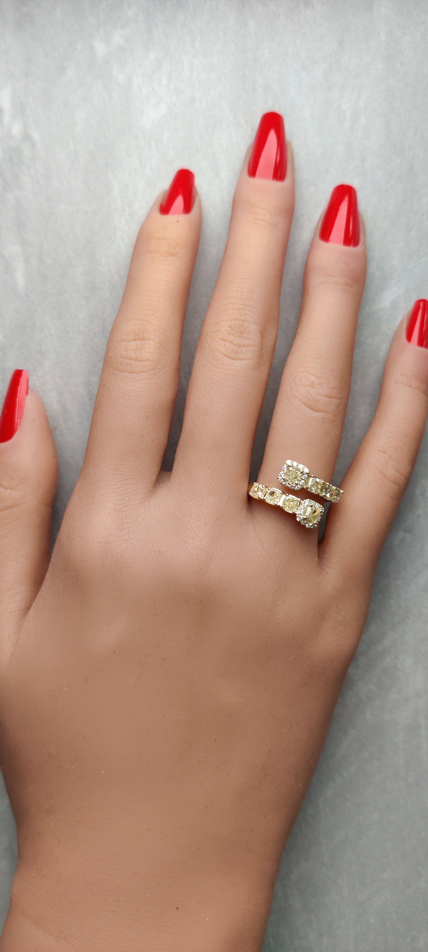 Natural Yellow Cushion Diamond 1.88 Carat TW Gold Ring