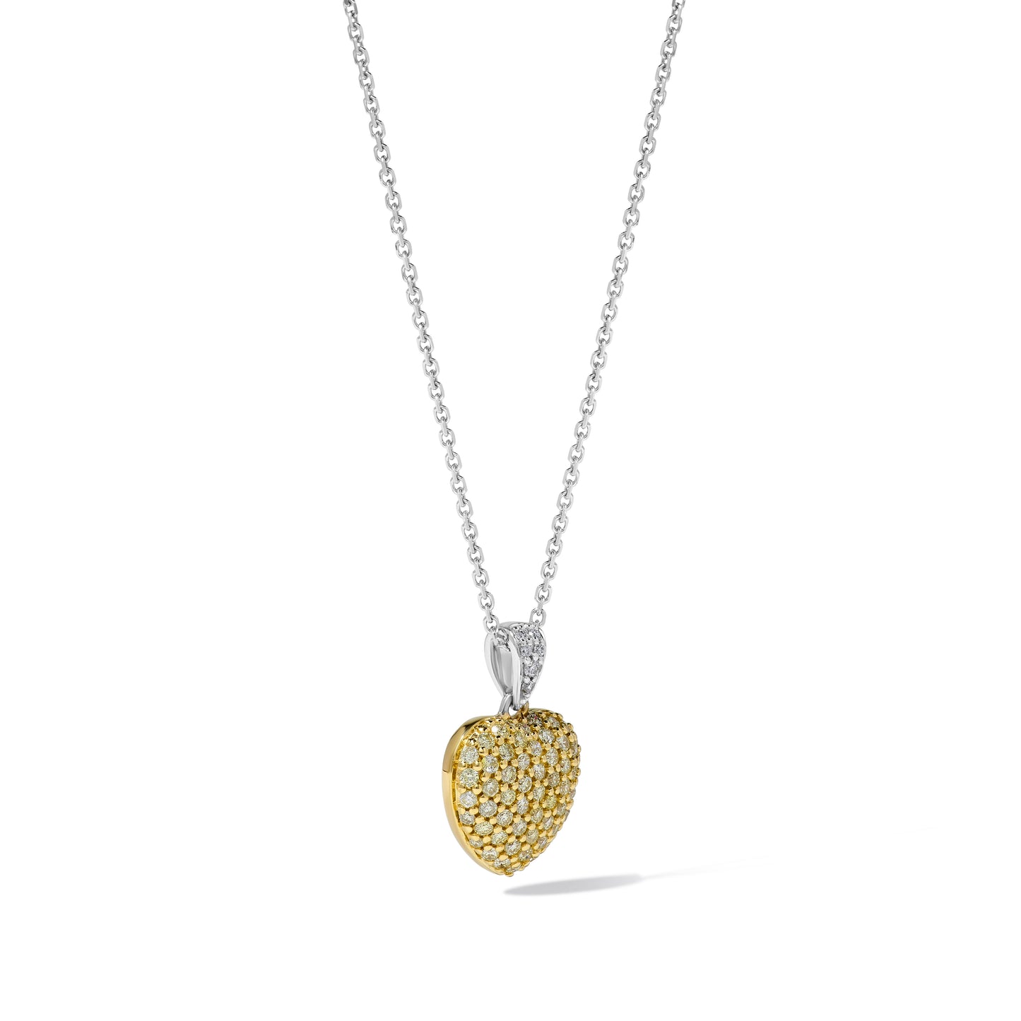 Natural Yellow Round Diamond 0.51 Carat TW Gold Pendant