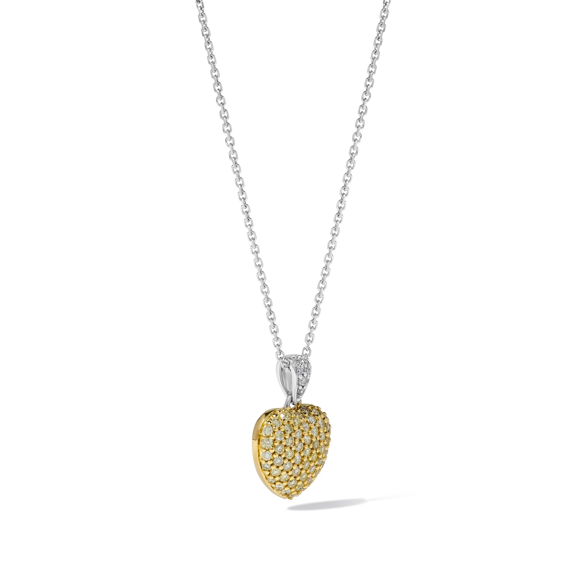 Natural Yellow Round Diamond 0.51 Carat TW Gold Pendant